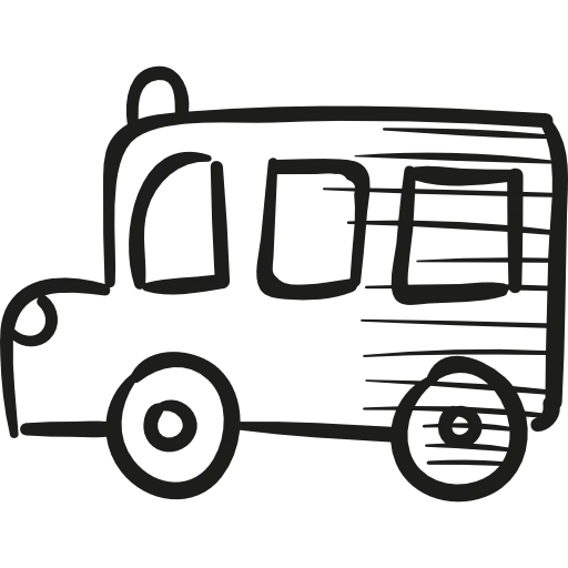 School Bus Doodle in Black and White