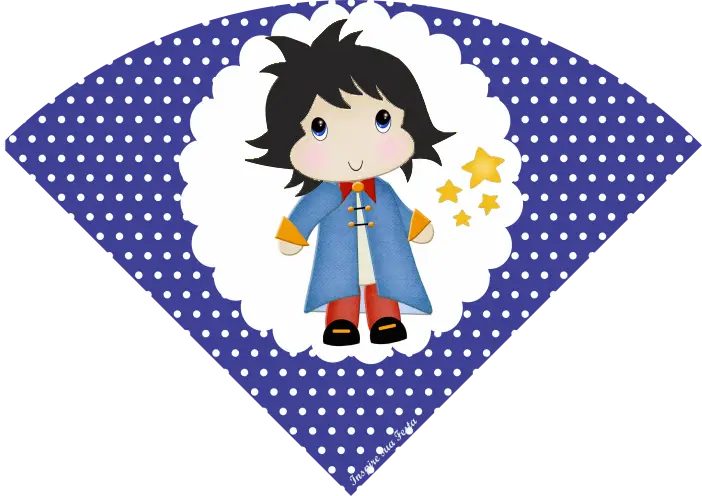 Cute Cartoon Boy with Polka Dot Background