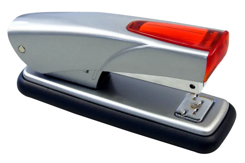 Silver Metal Stapler with Red Accent