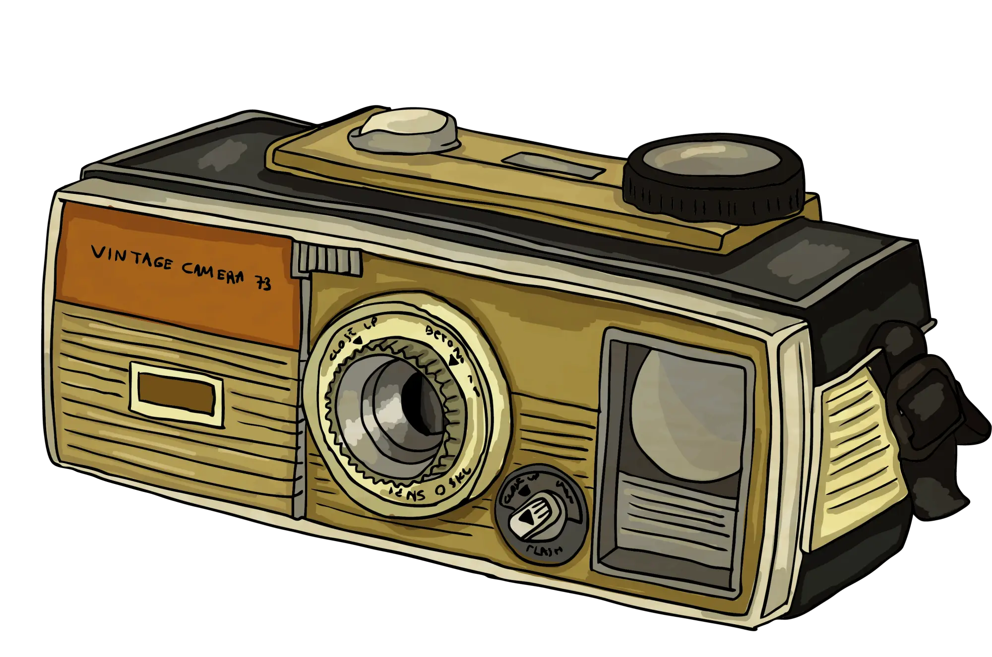Vintage Camera Illustration with Retro Aesthetic