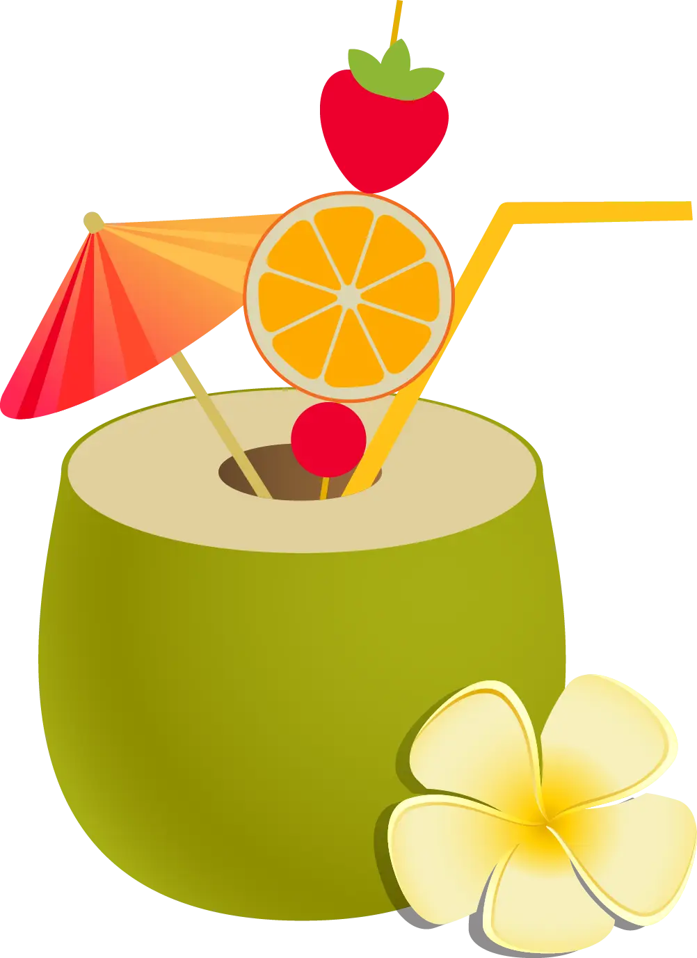 Coconut Drink with Fruit Garnish