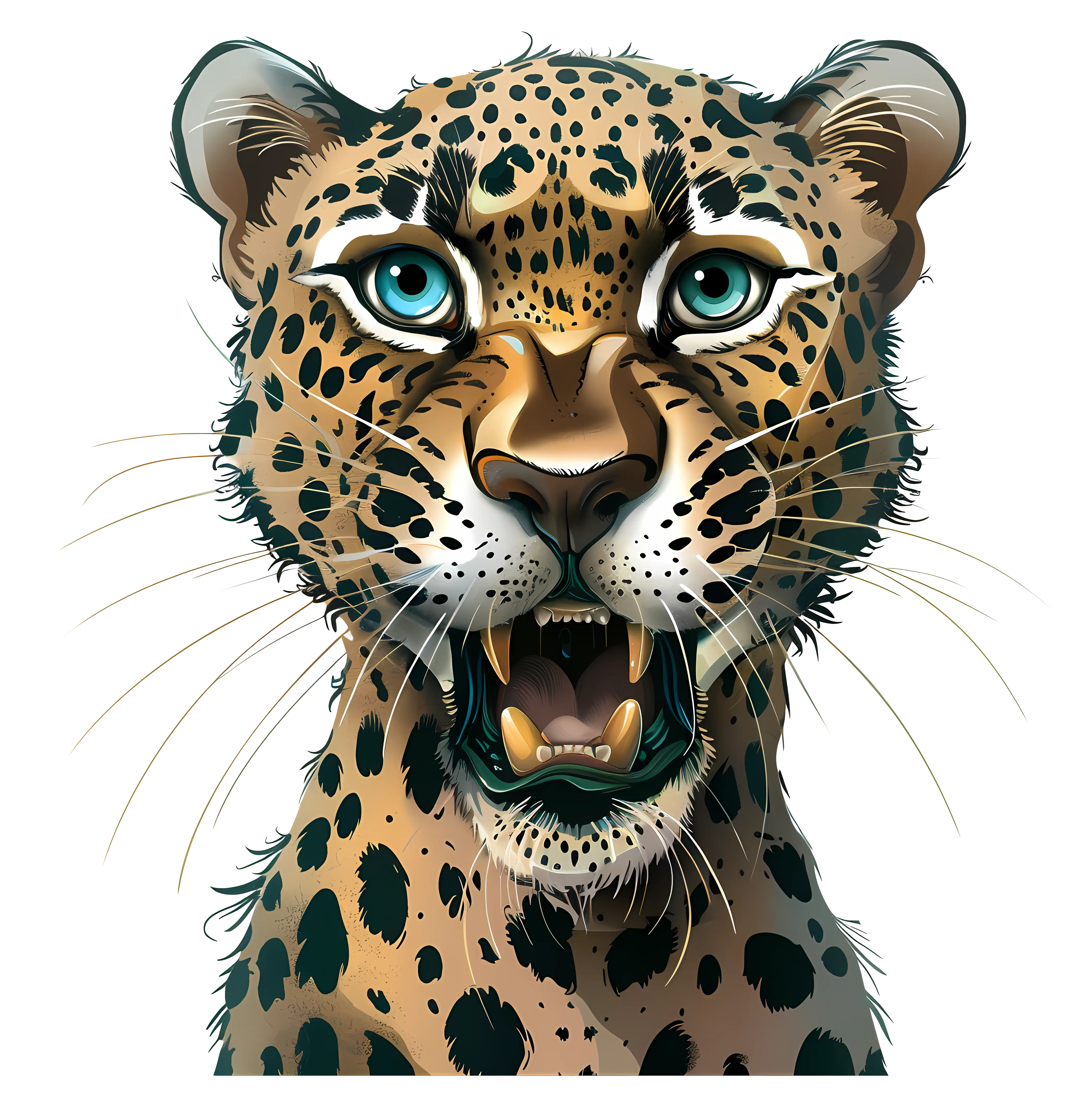 Realistic Leopard Face Illustration