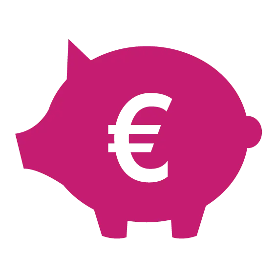 Pink Piggy Bank with Euro Symbol