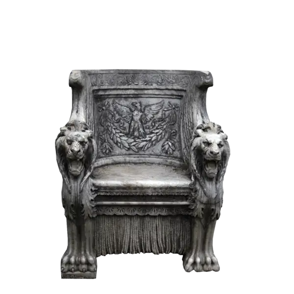 Decorative Stone Throne with Lions