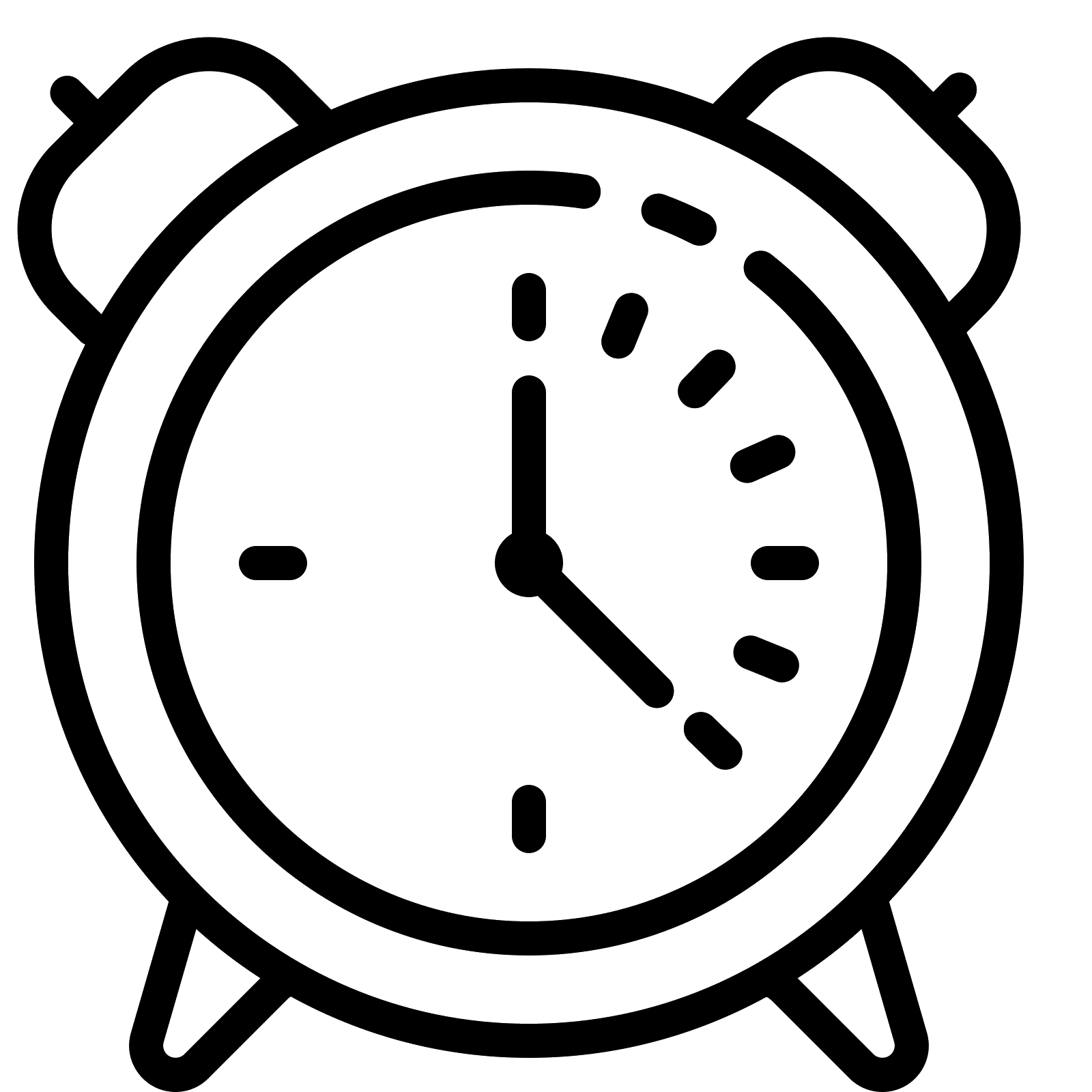 Black Icon Representation of an Alarm Clock