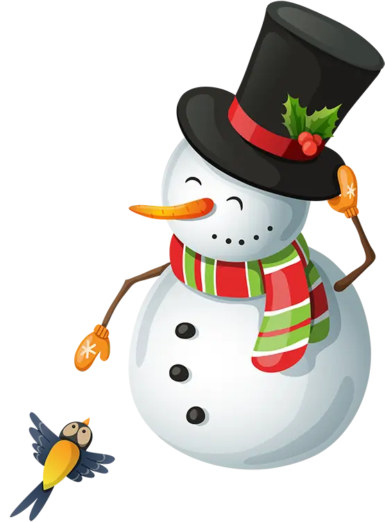 Festive Snowman Illustration with Scarf and Hat