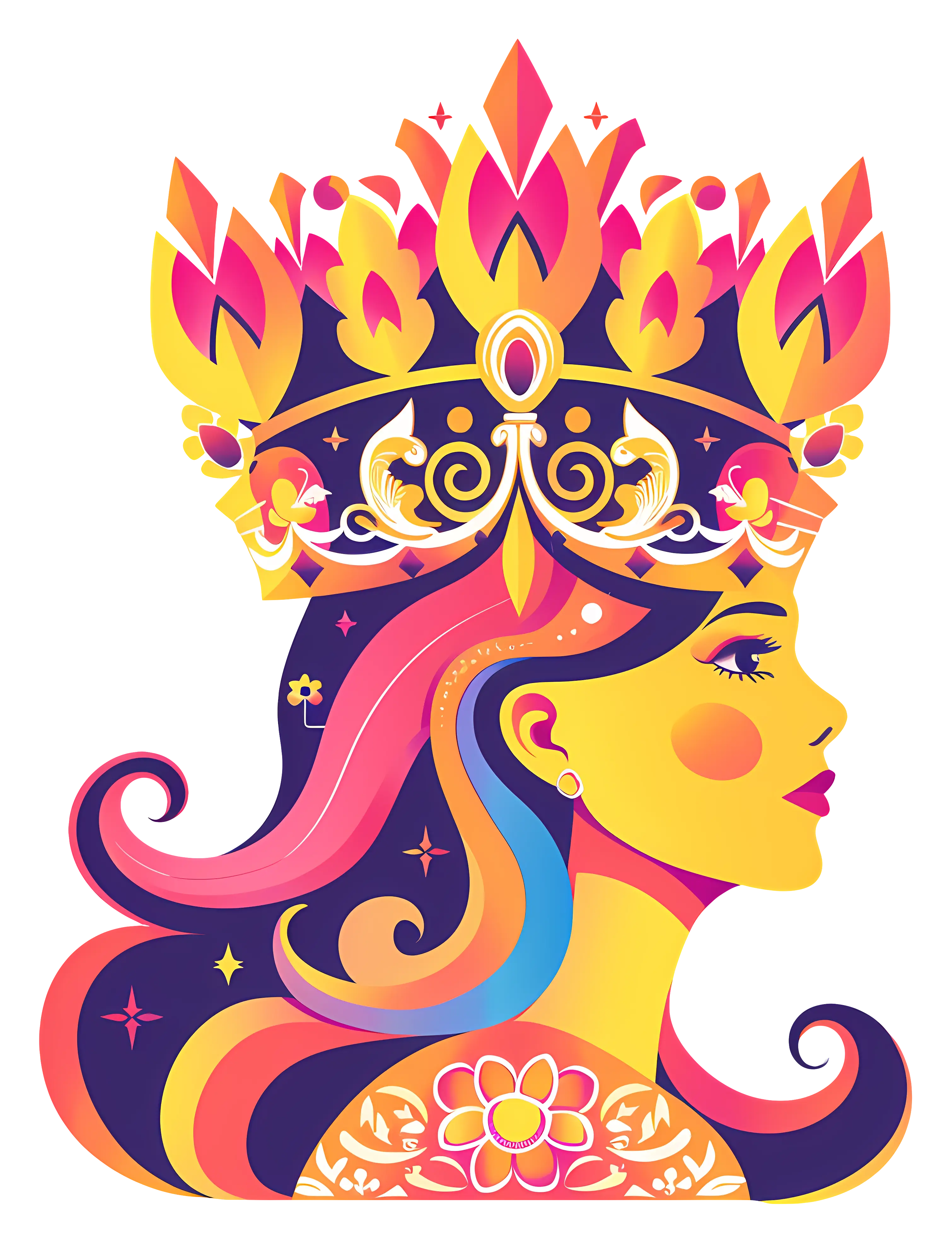 Colorful Queen Illustration