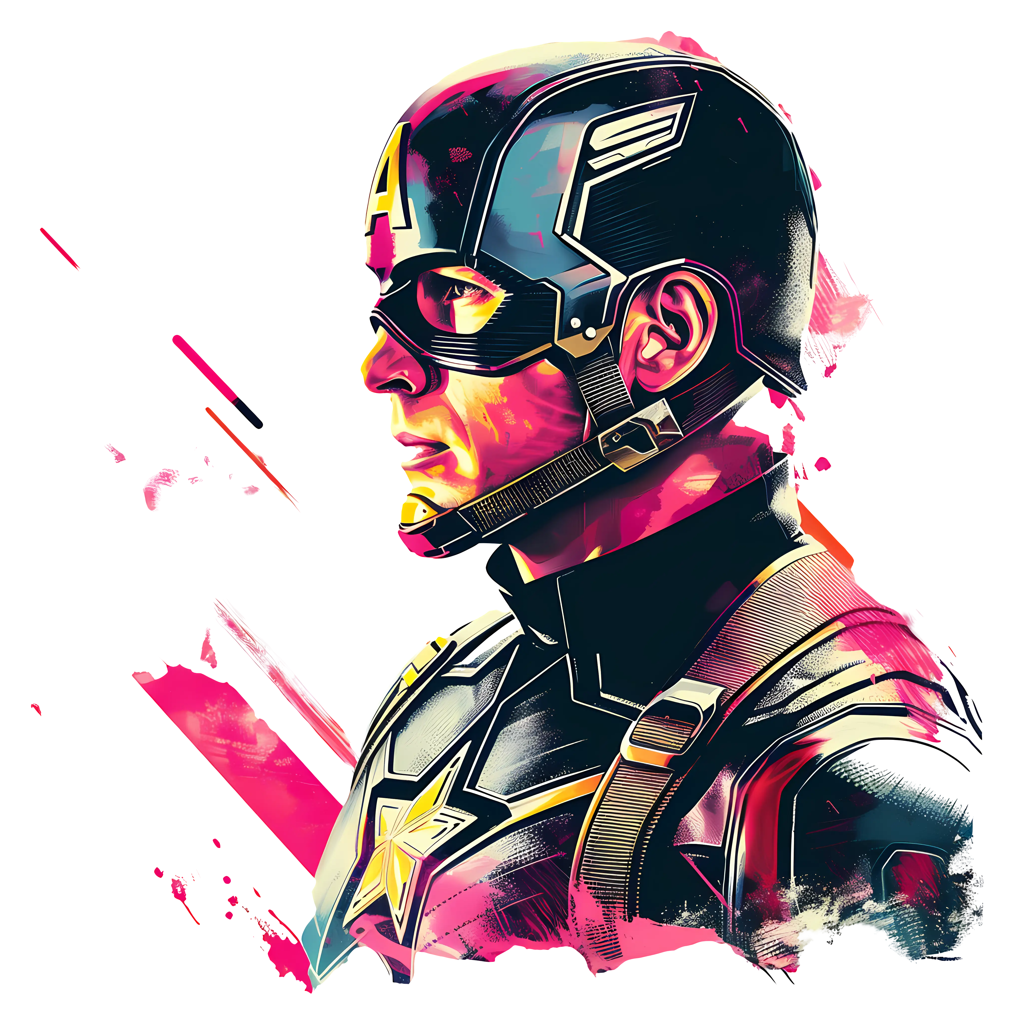 Superhero Portrait in Vivid Color Splash Illustration