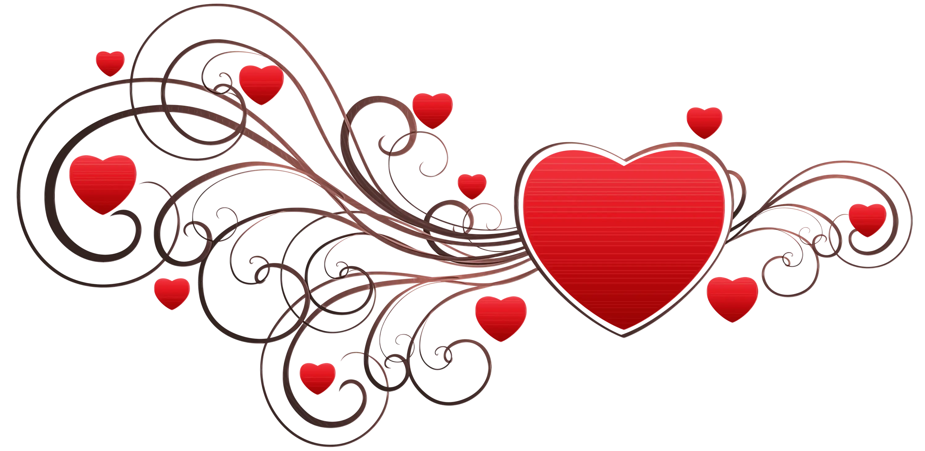 Red Hearts with Swirls Romantic Design