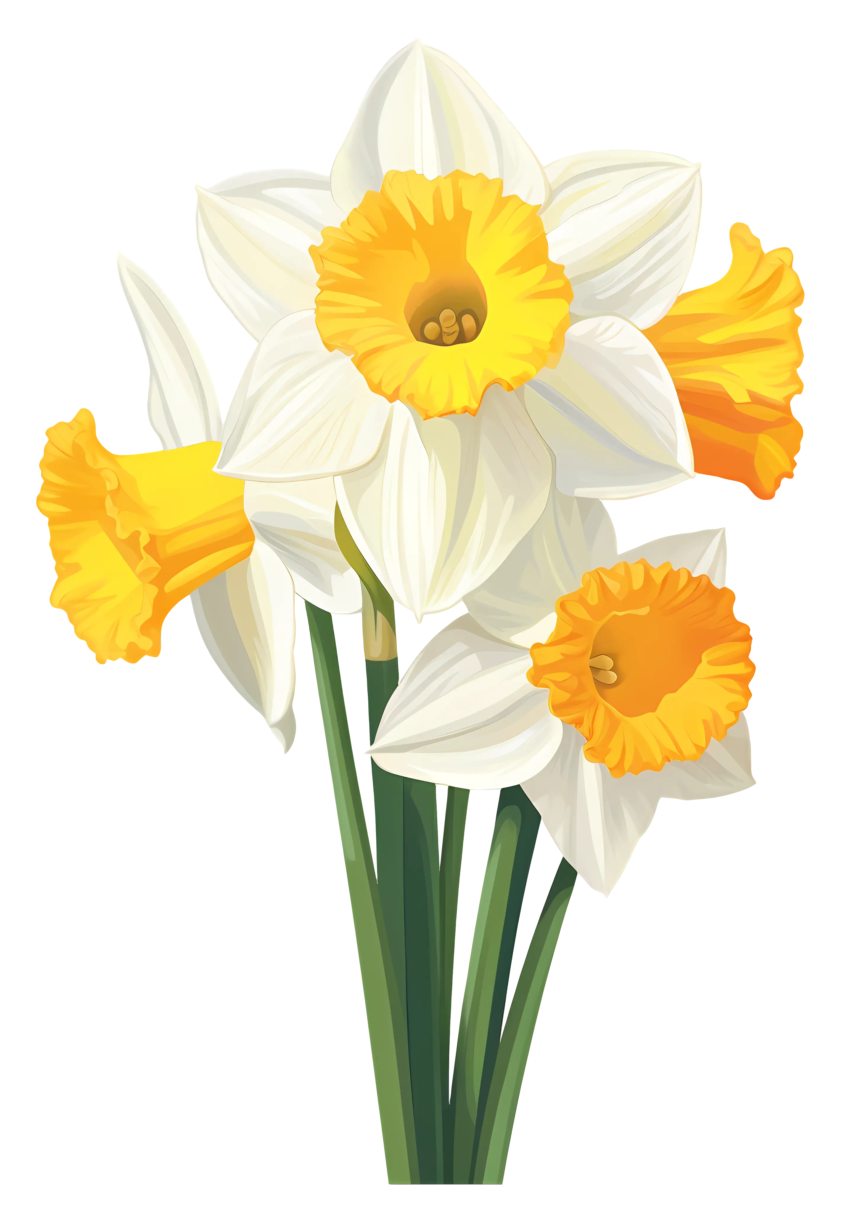 Blooming Yellow and White Daffodils