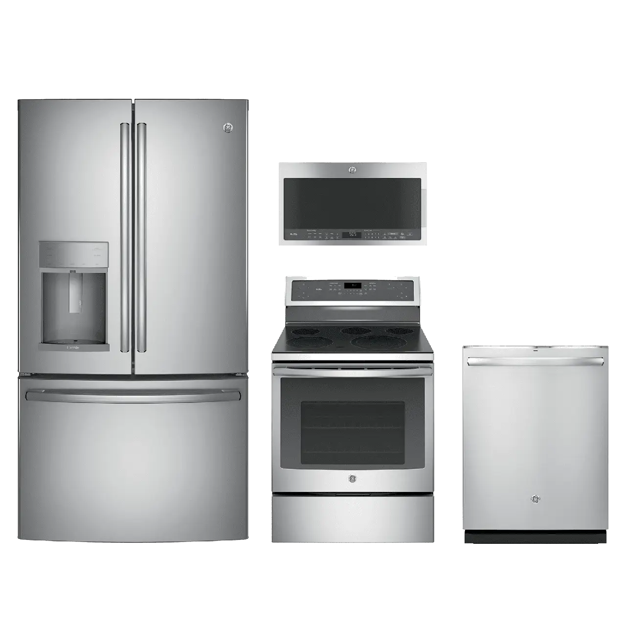 Set of Modern Stainless Steel Kitchen Appliances