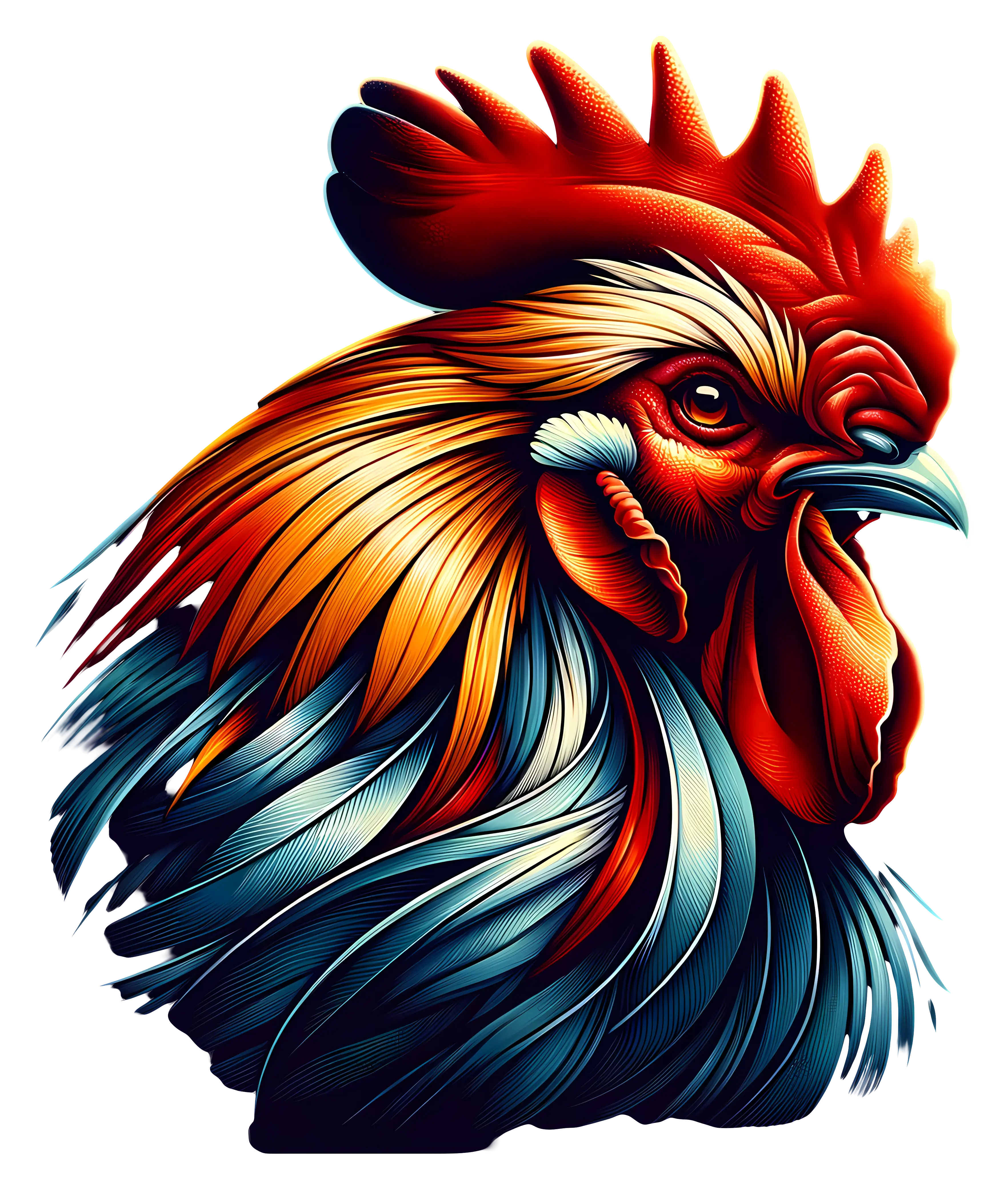 Colorful and Vivid Rooster Illustration