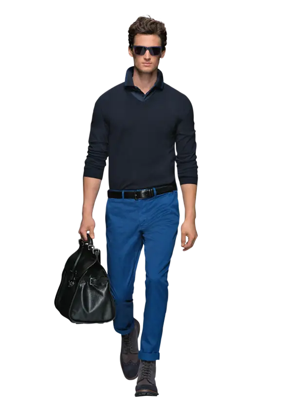 Man Wearing Formal Attire with Bag