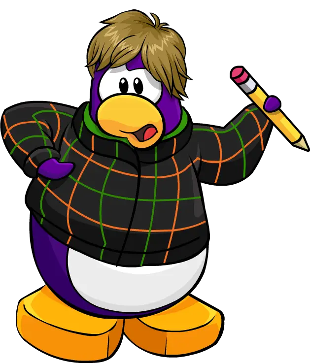 Cartoon Penguin with Pencil