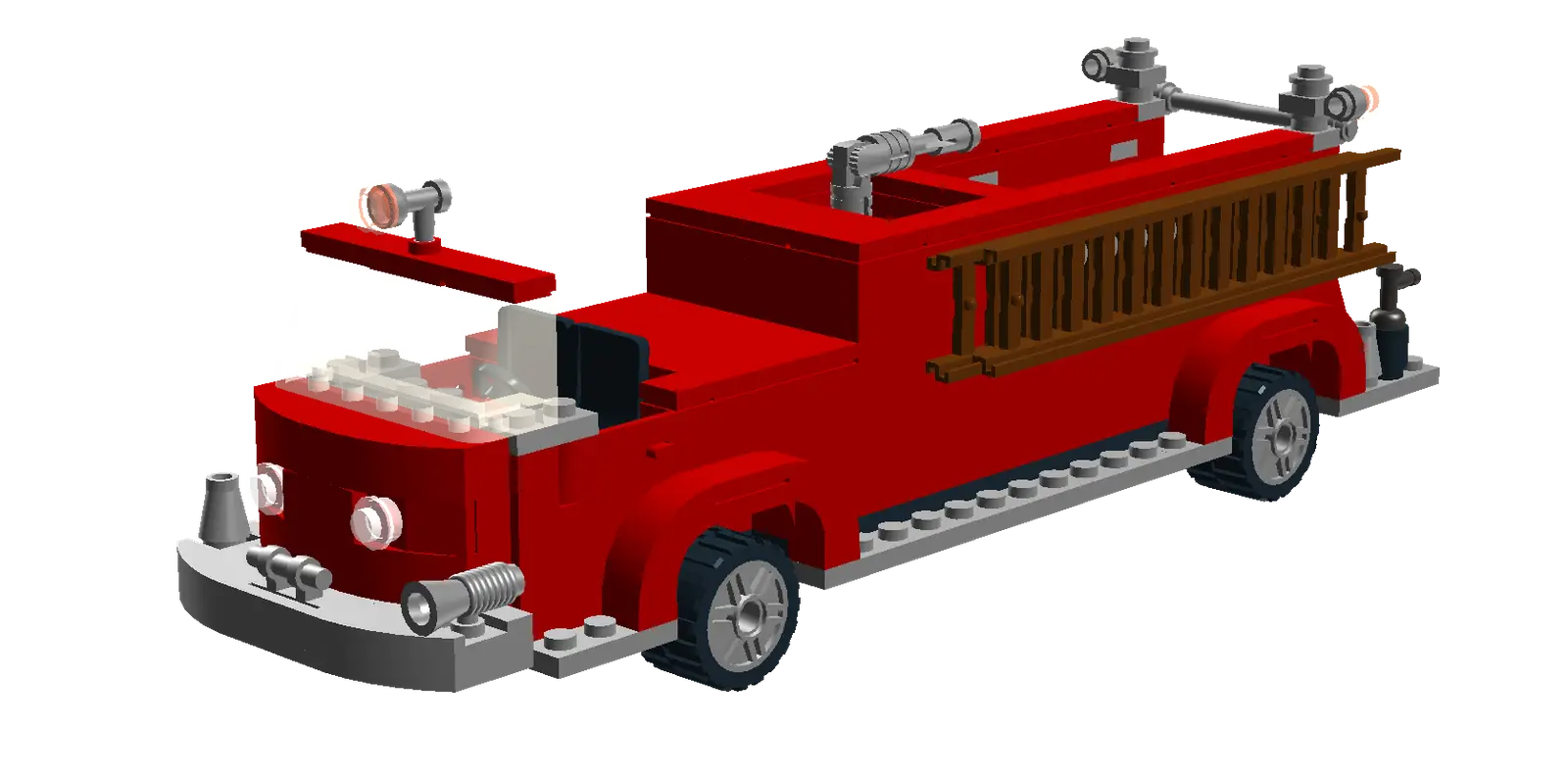Red Fire Truck Made from Lego Toy Blocks