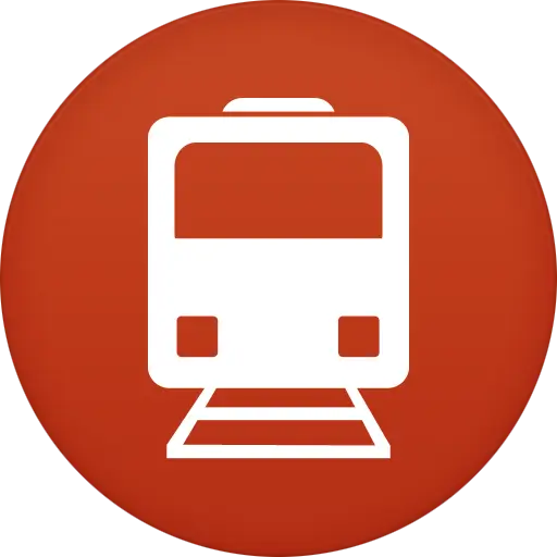 White Train Icon on Red Circle