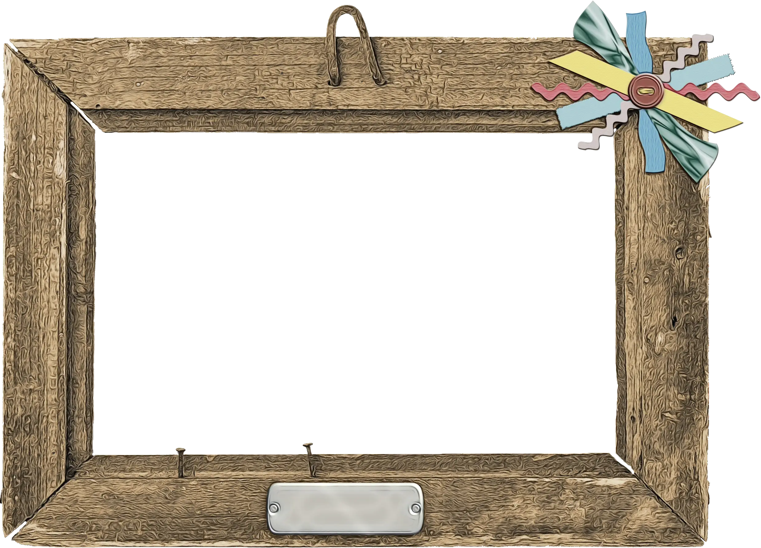 Rustic Wooden Photo Frame with Decorative Bow