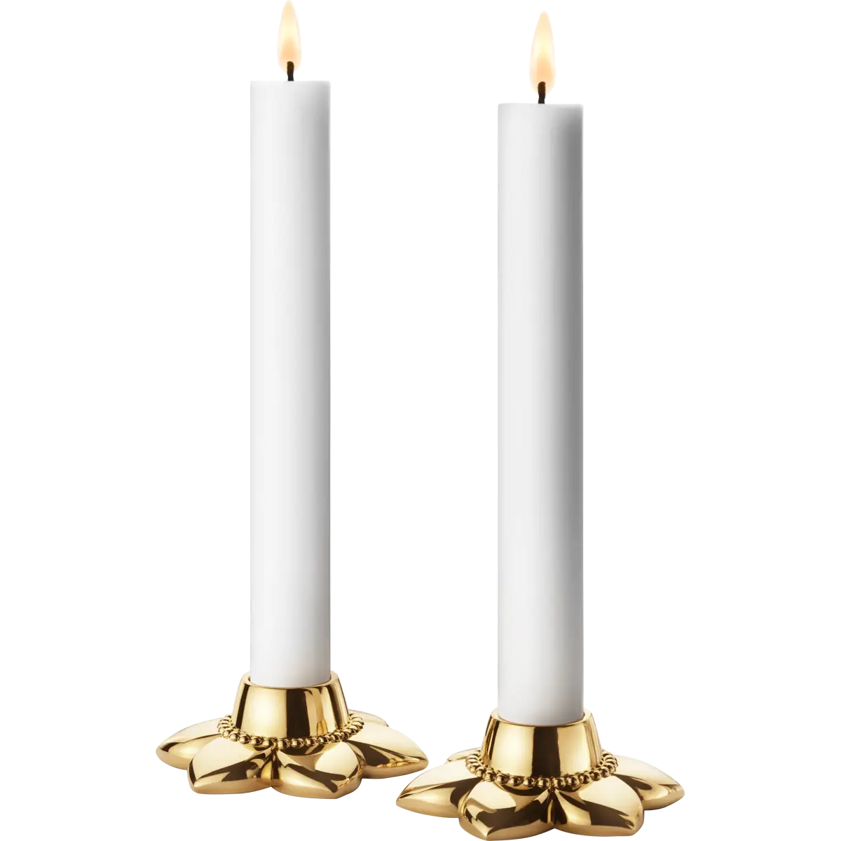 White Candles with Gold Holders