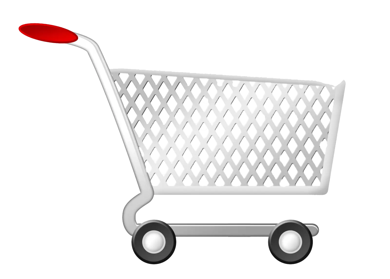 Shopping cart with a red handle