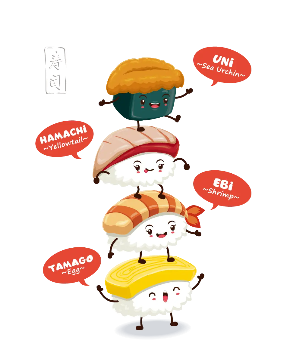 Cute Cartoon Sushi Characters