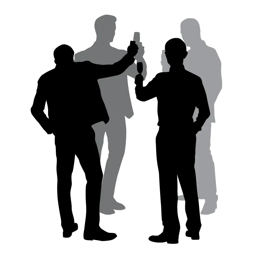 Silhouettes of People Interacting