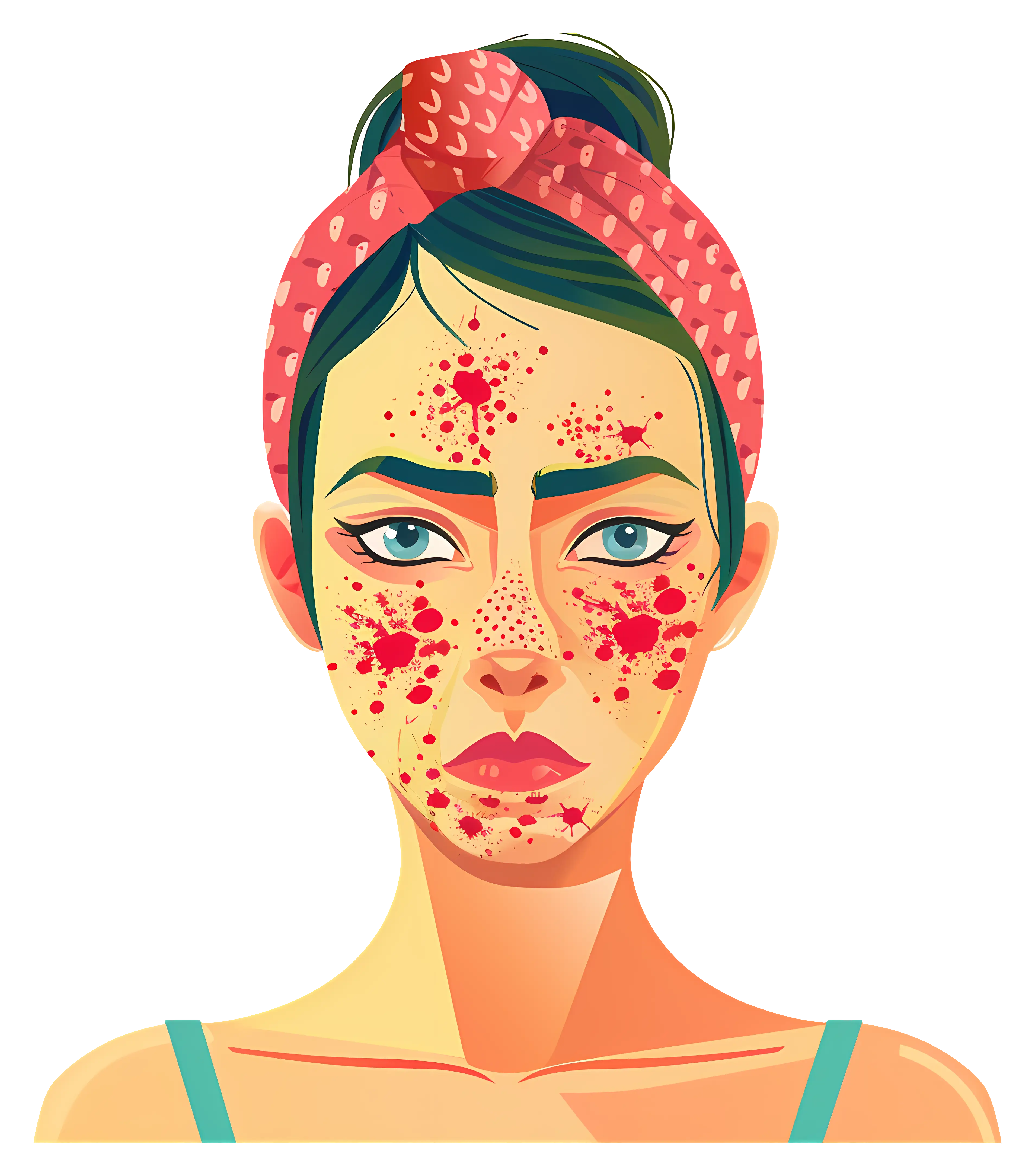 Woman with Acne and Red Headband