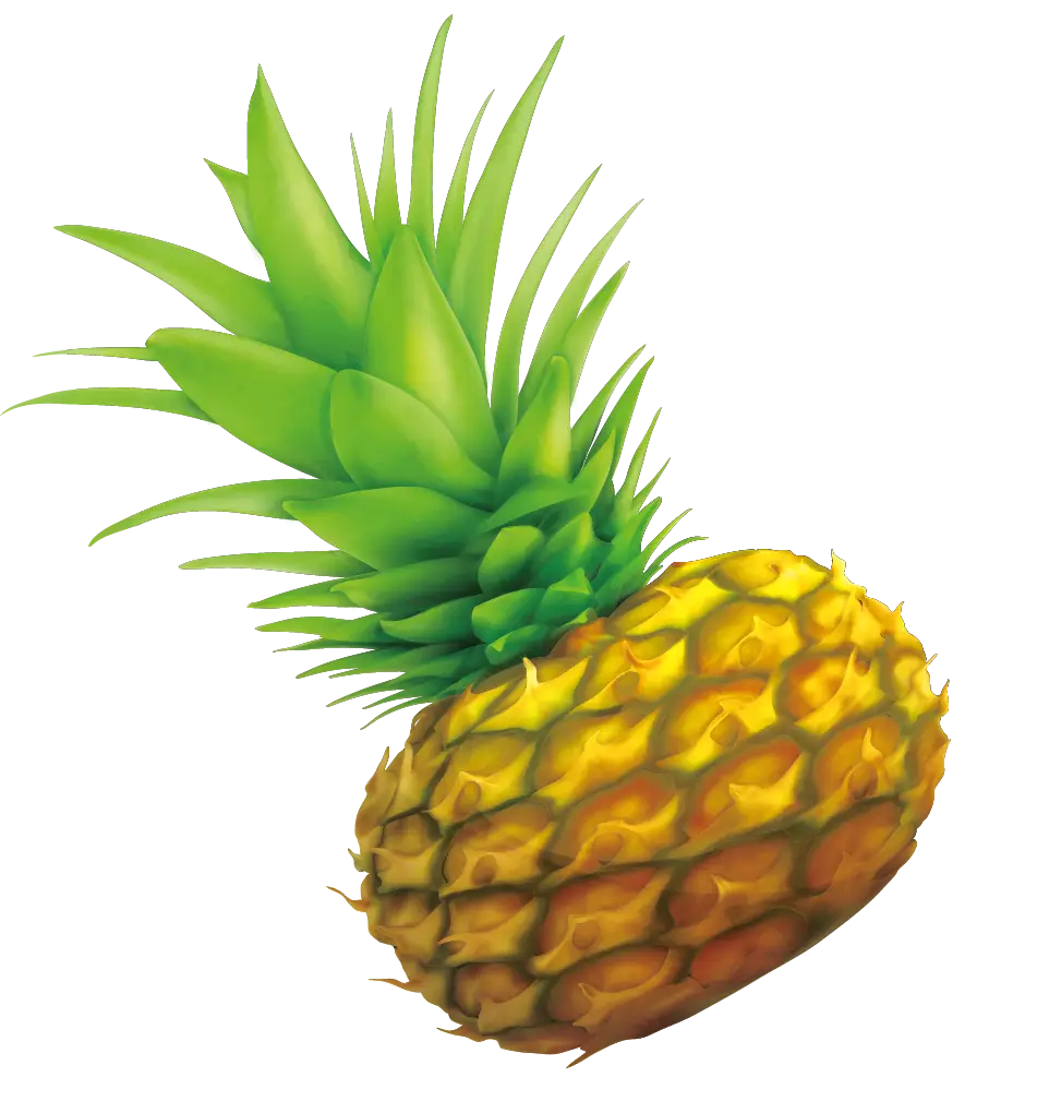 Yellow pineapple with green top