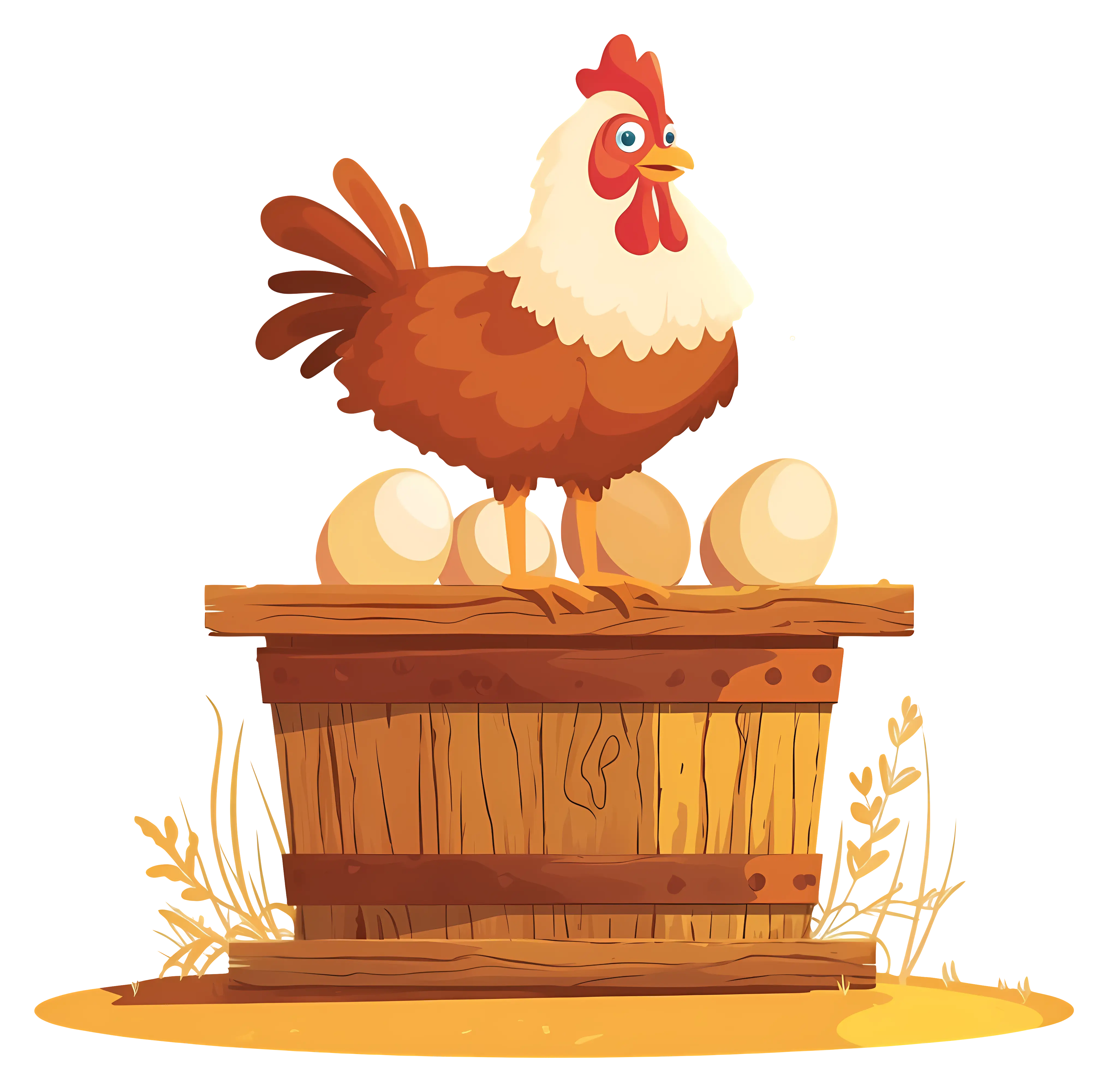 Chicken with Eggs on a Nest