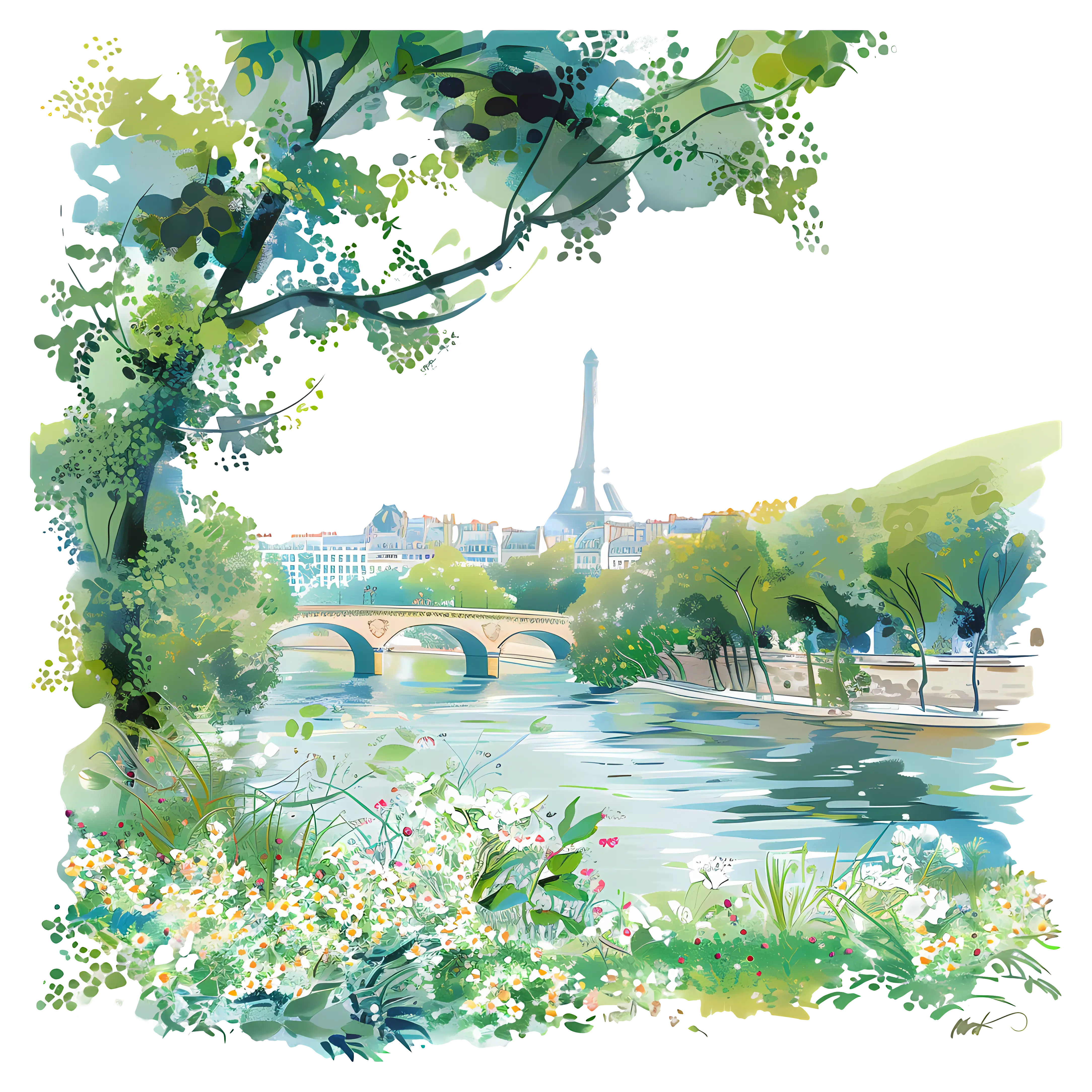 Paris Landscape with Eiffel Tower