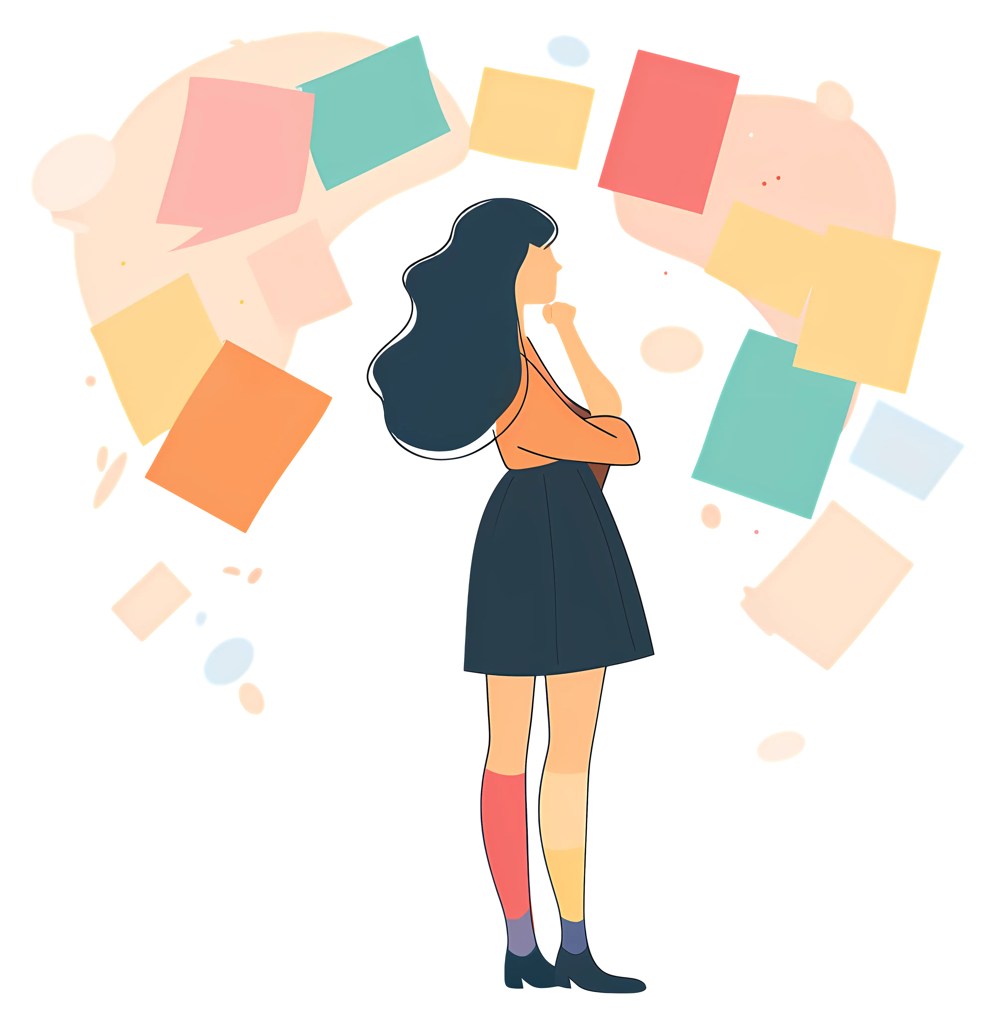 Thinking Woman with Notes
