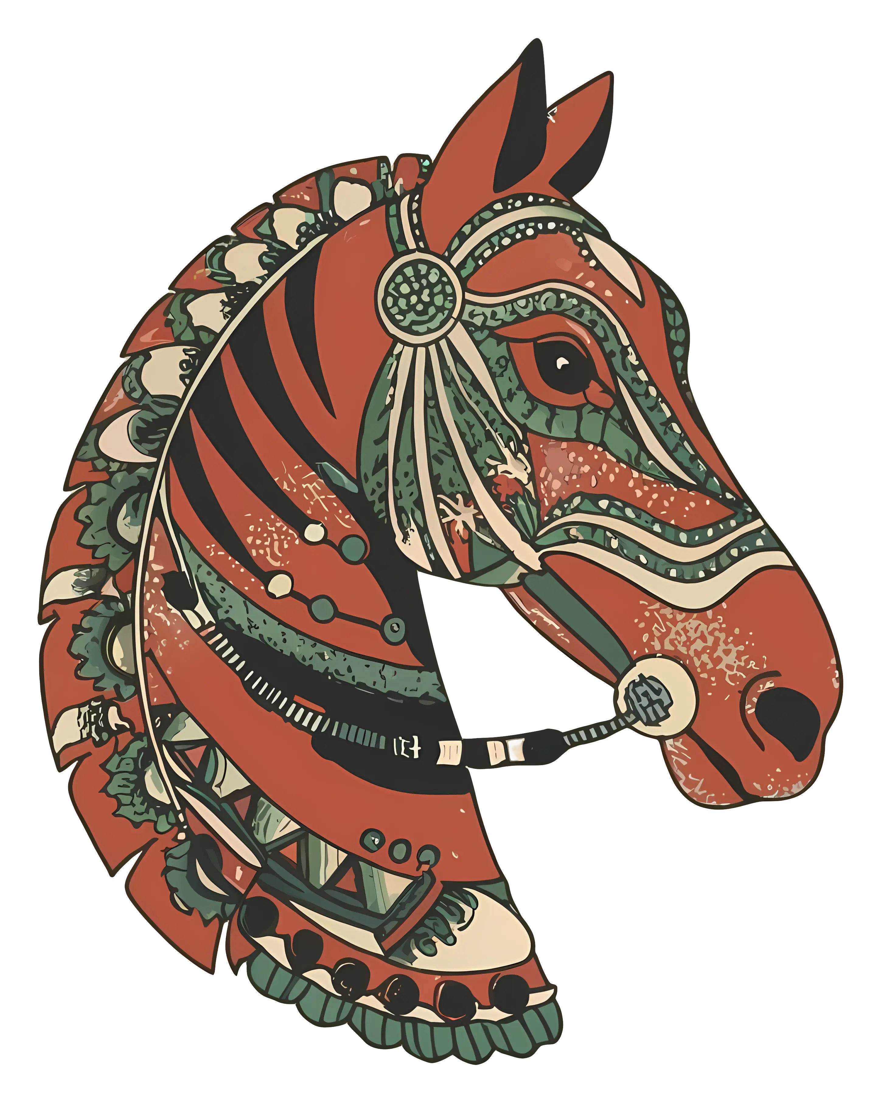 Decorative Horse Head with Patterns
