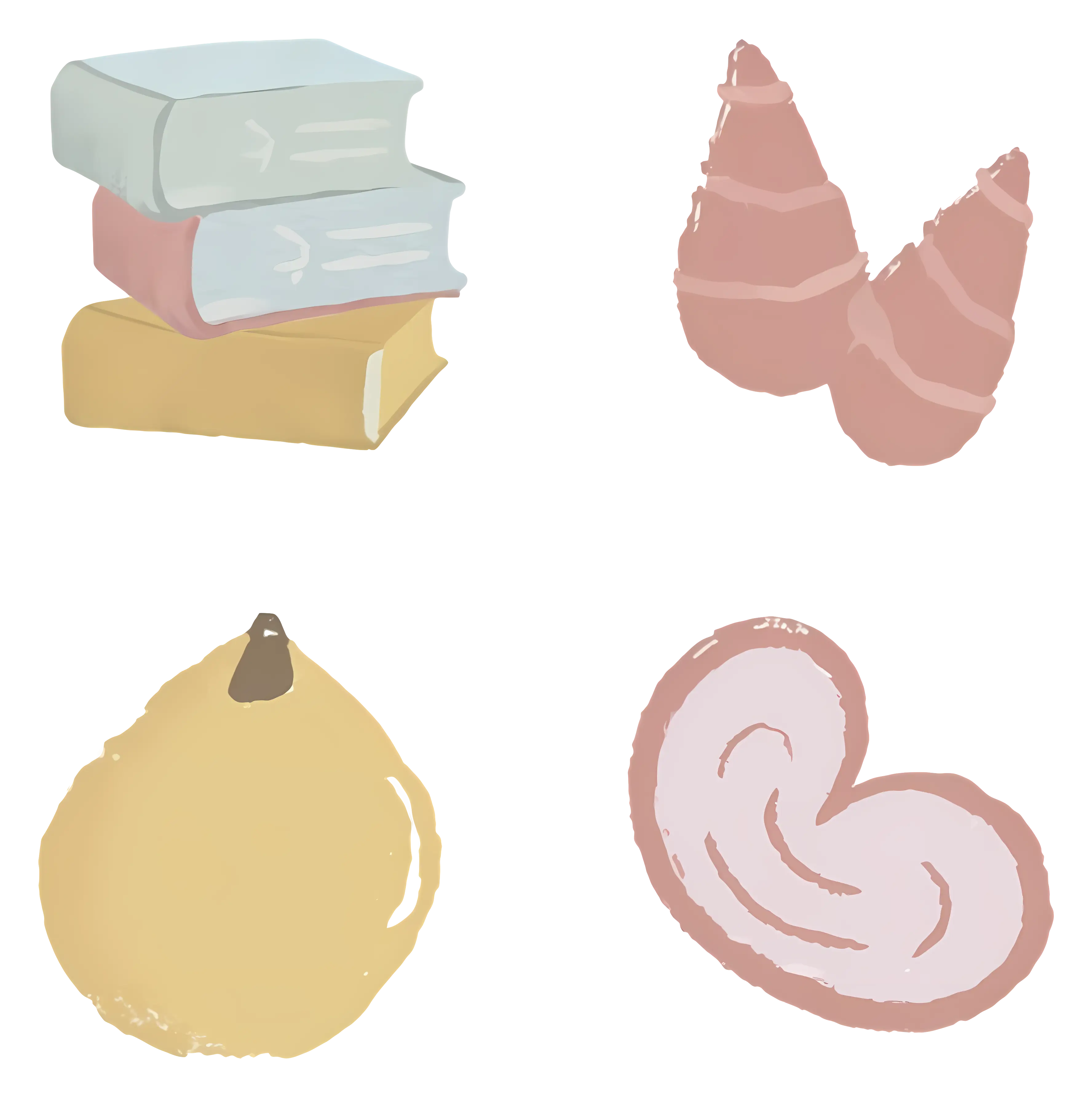 Books and Food Items Illustration