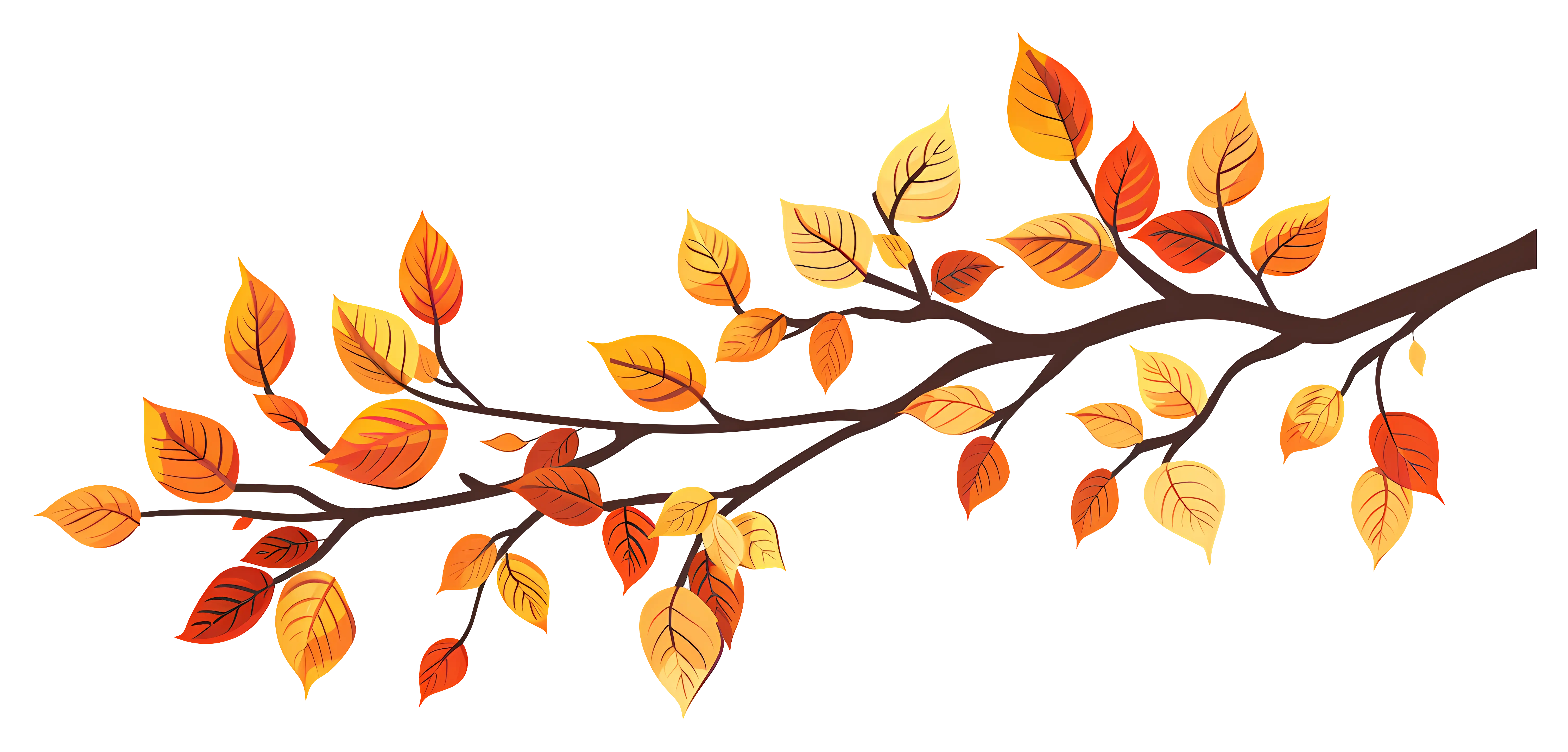 Branch with Bright Autumn Leaves