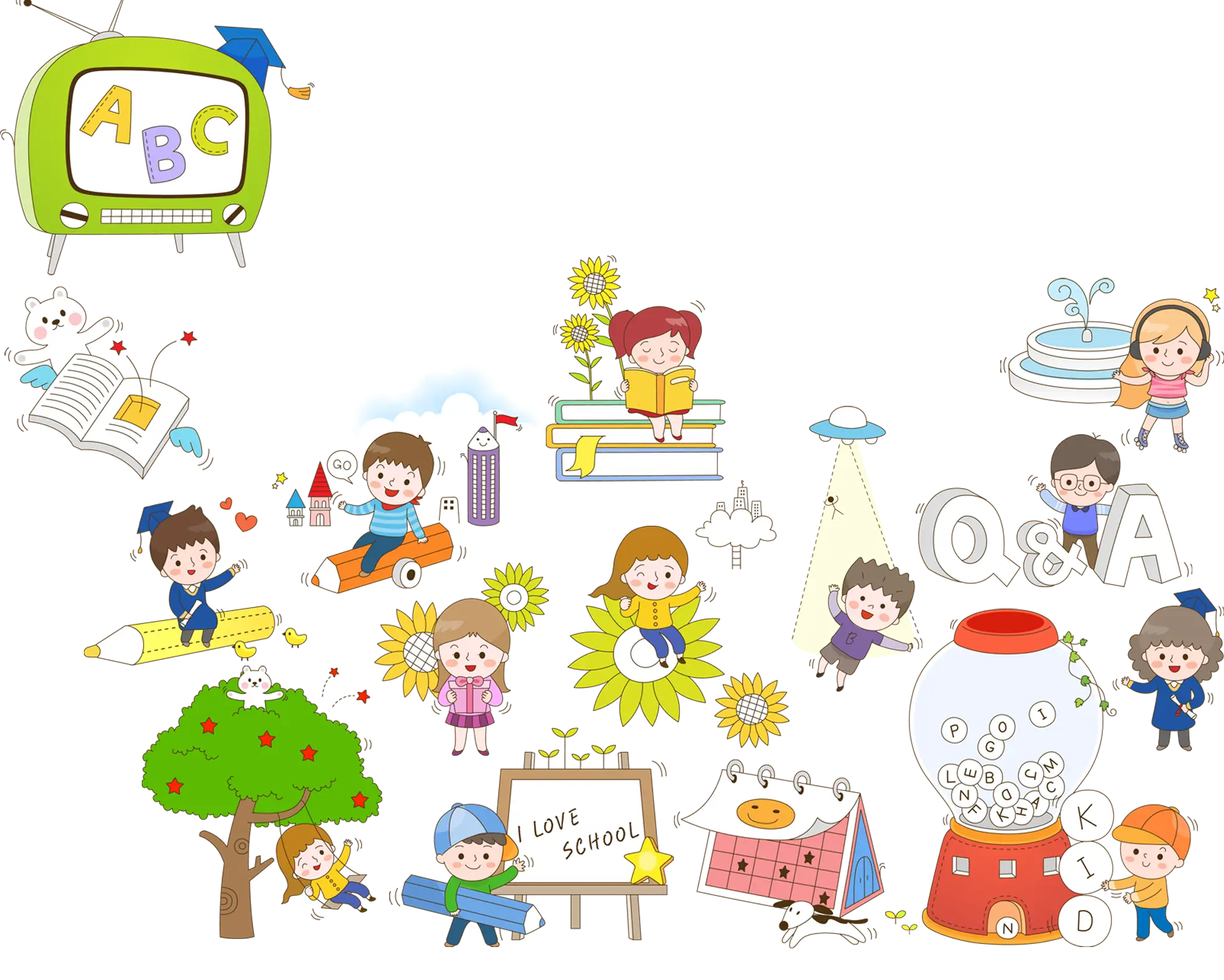 Colorful Children&#039;s Doodles for School and Play