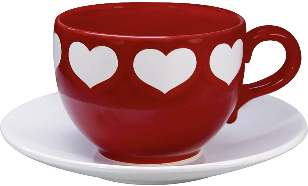 Red Cup with Heart Motifs
