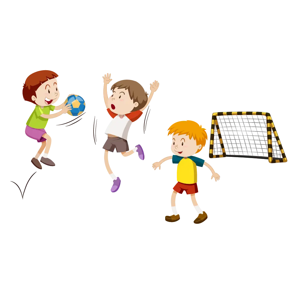 Children Playing Soccer with Goalpost
