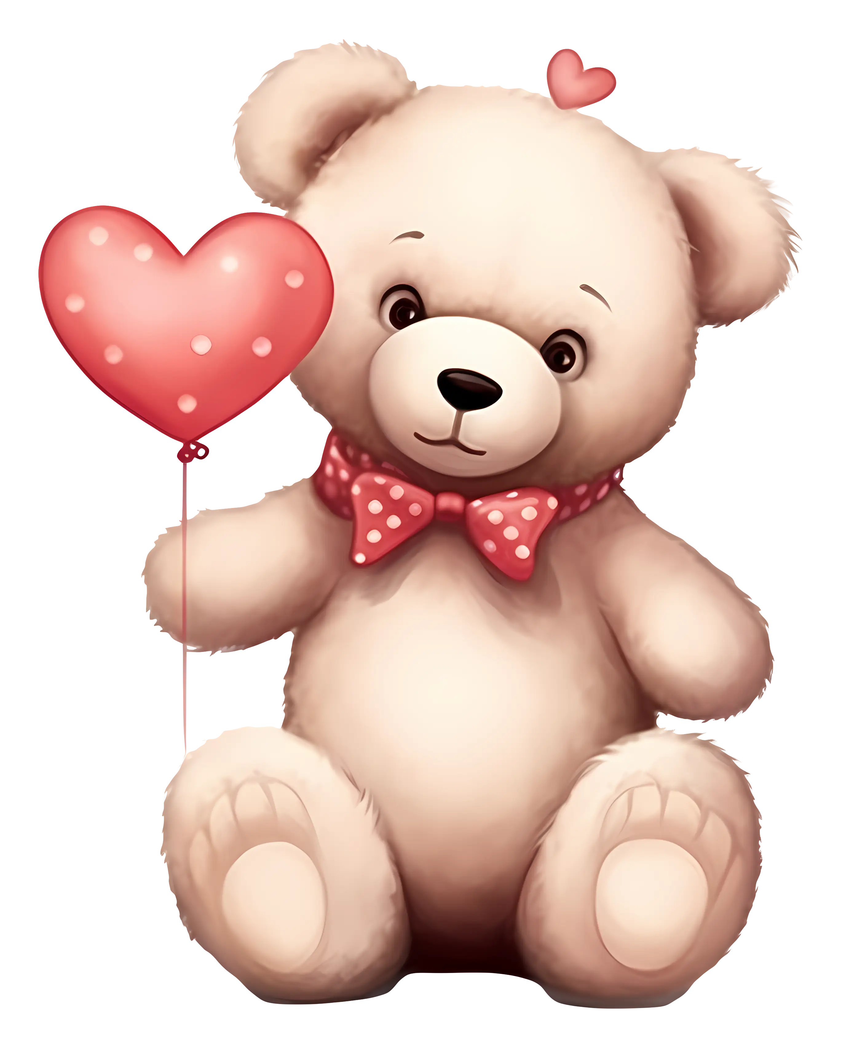 Teddy Bear Holding Heart Balloon Illustration