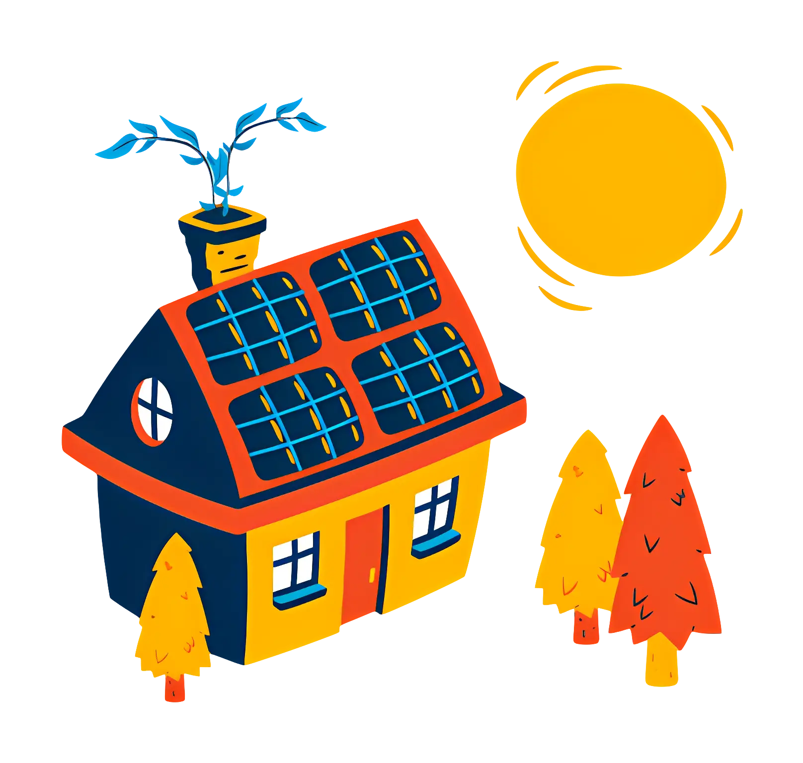 House with Solar Panels