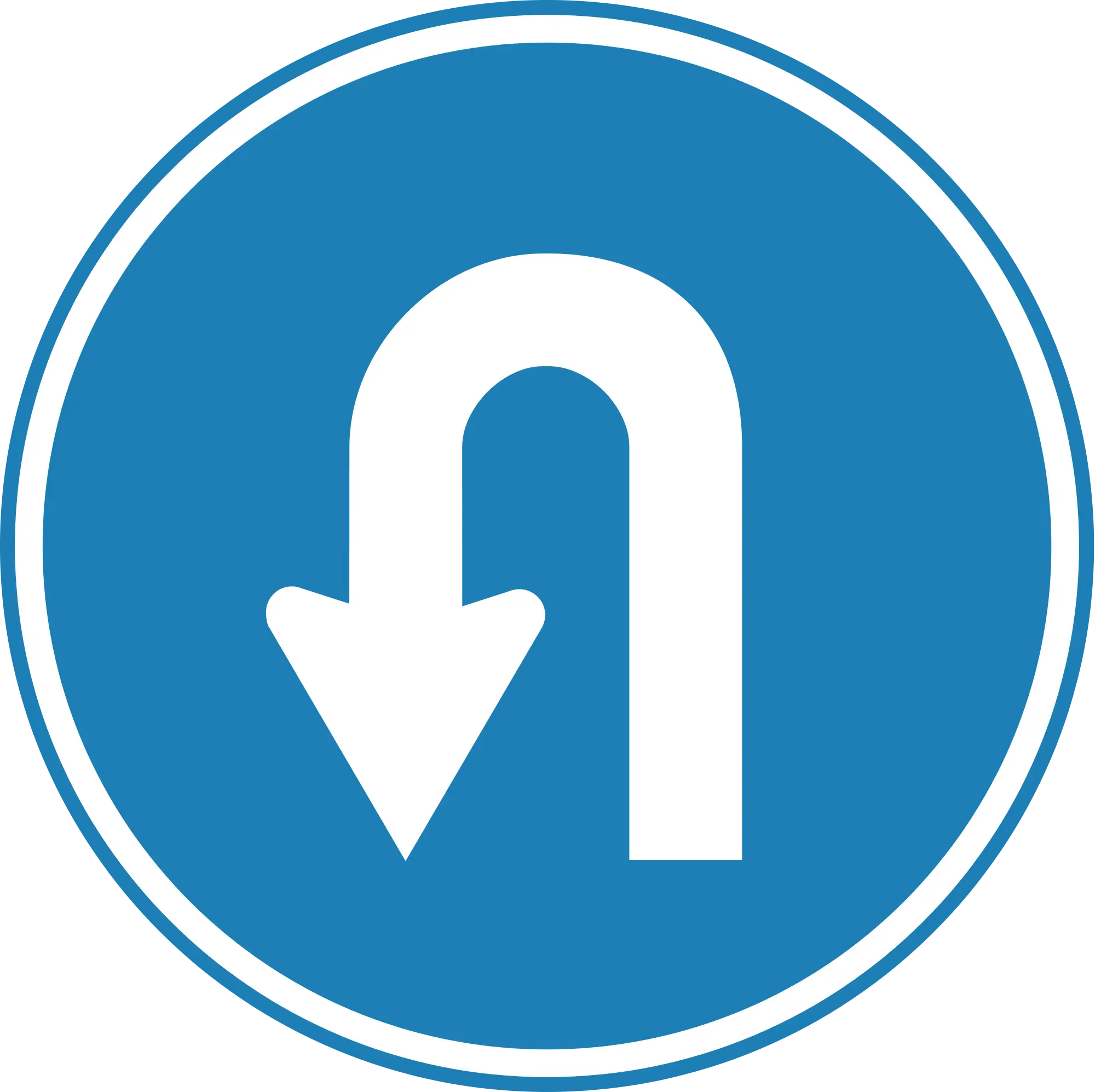 Blue U-Turn Road Sign