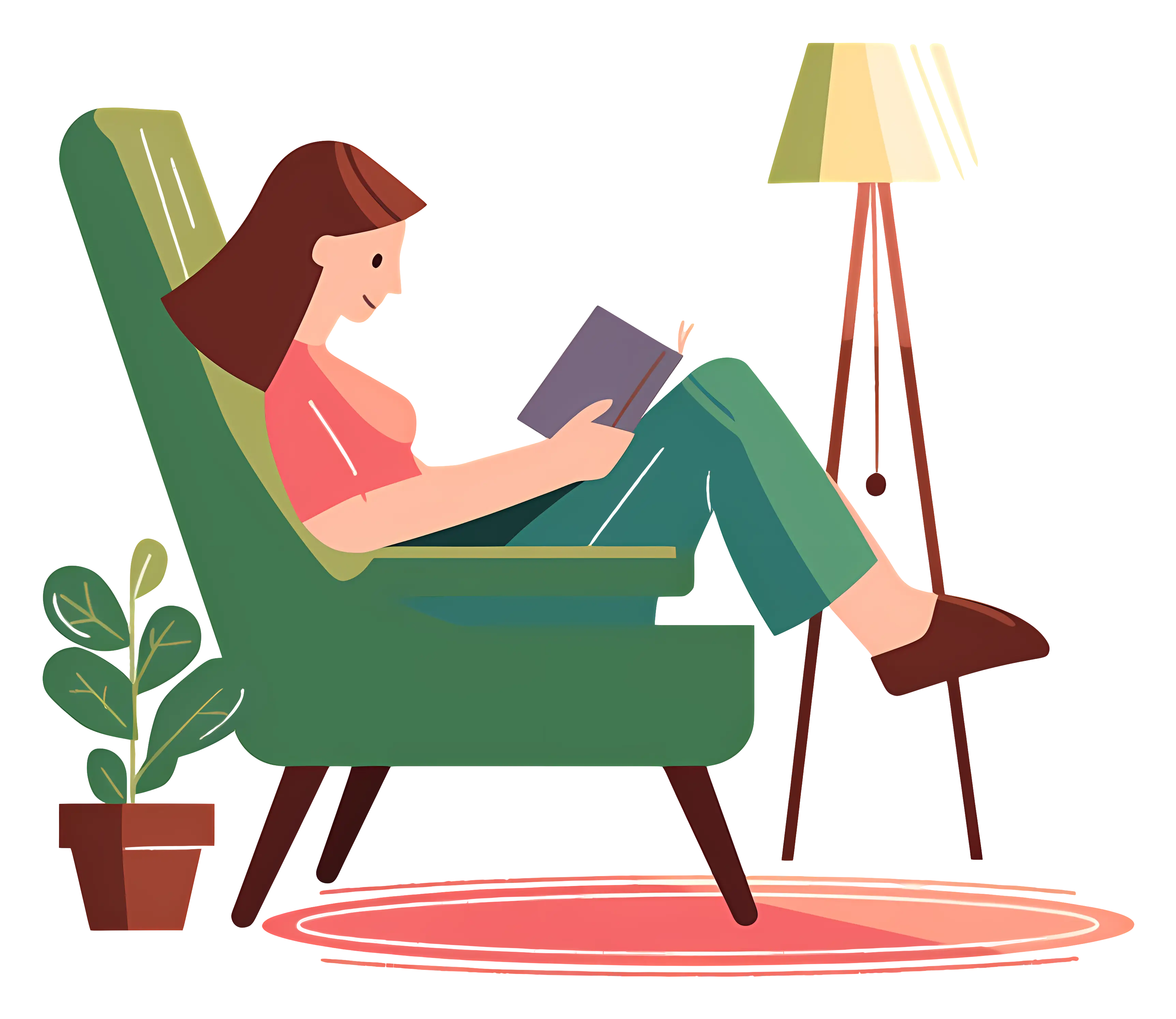 Woman Reading in a Cozy Chair
