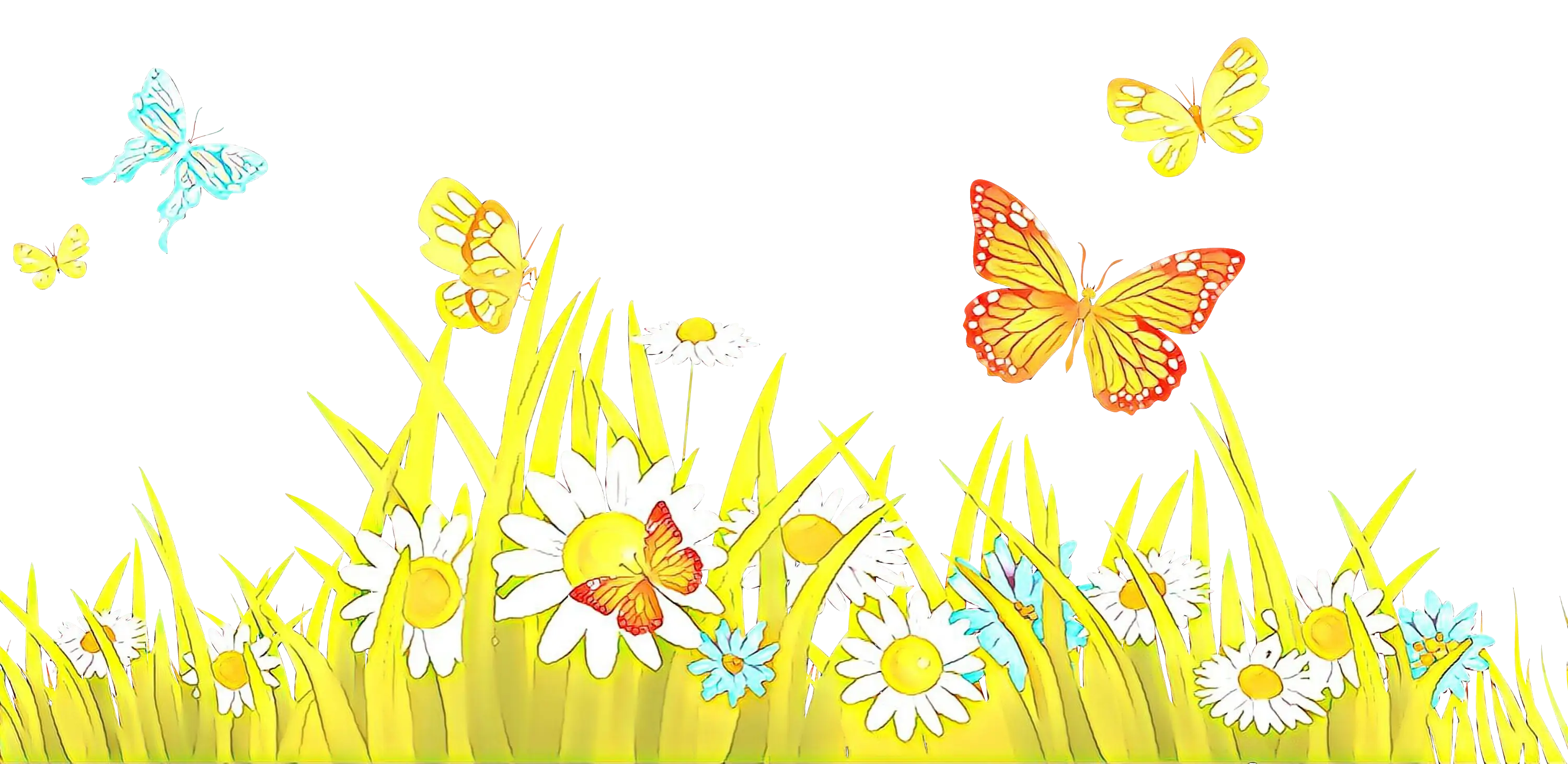 Spring Meadow with Butterflies and Flowers