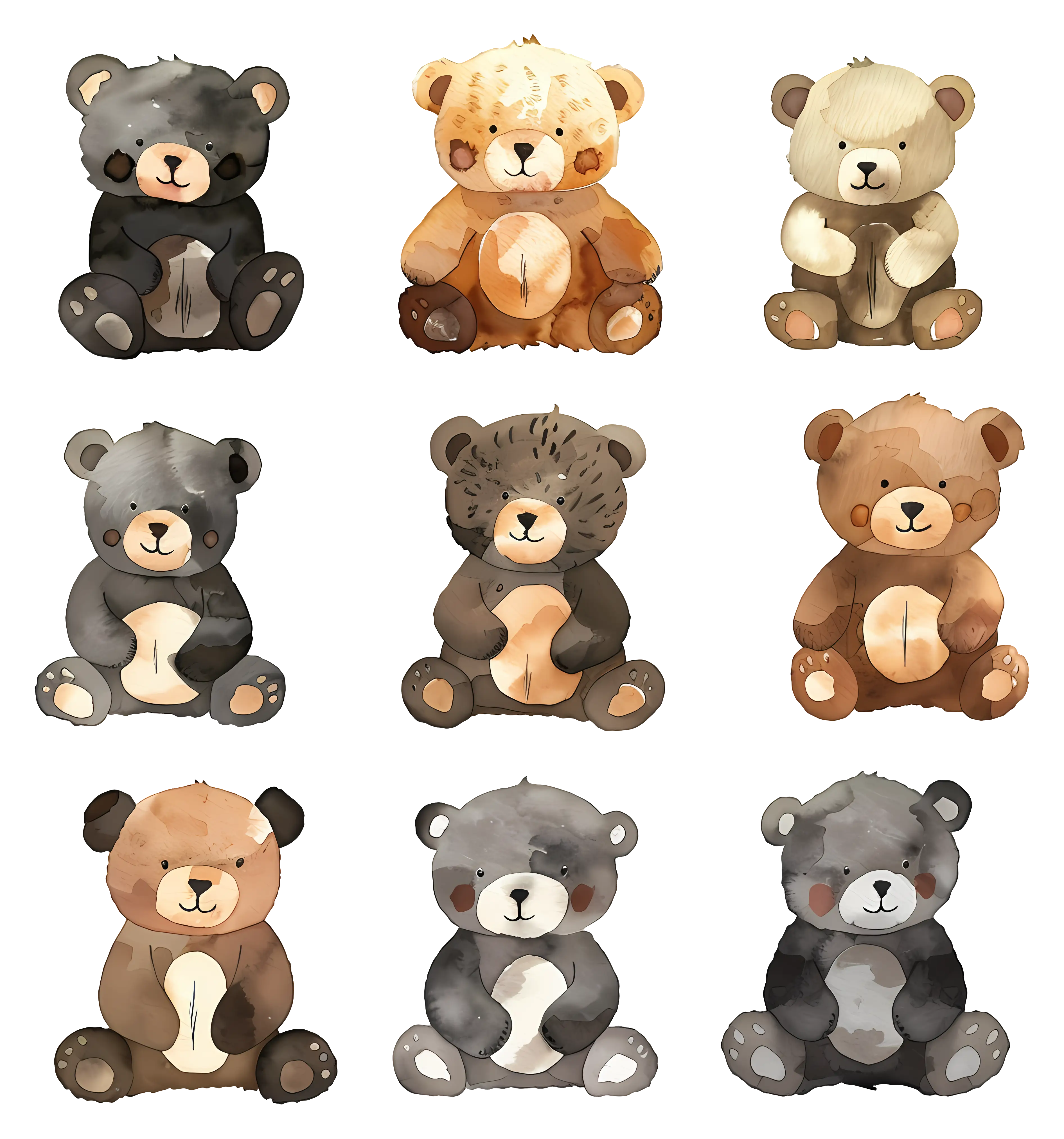 Collection of Adorable Teddy Bear Illustrations