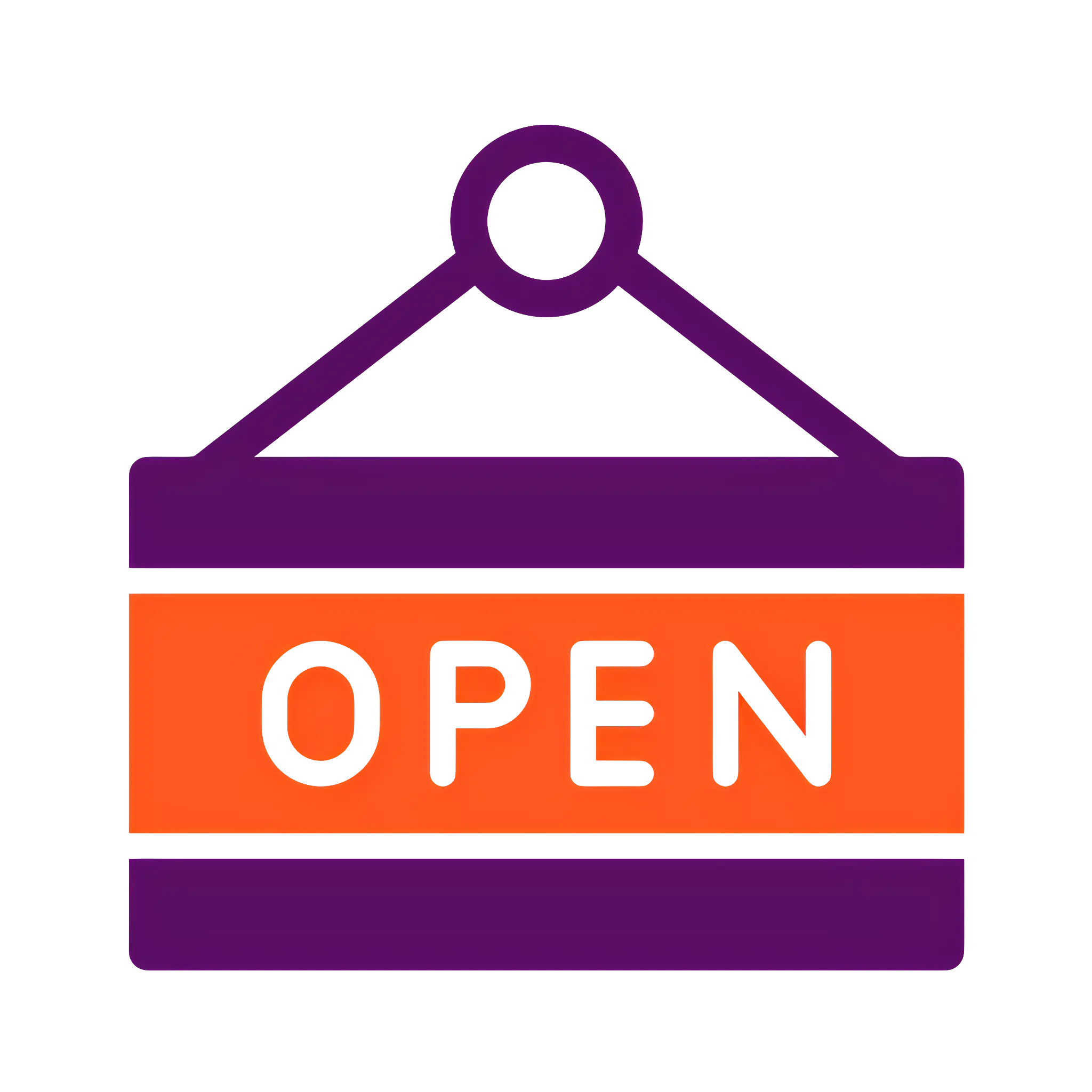 Purple and Orange Open Sign Icon