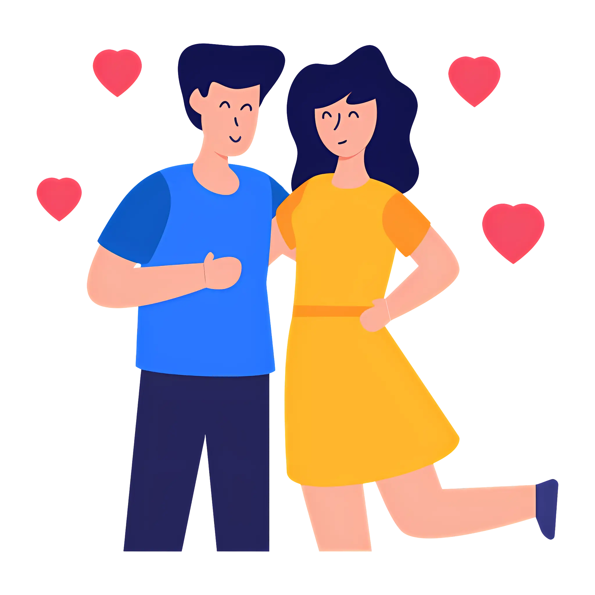 Romantic Couple with Hearts