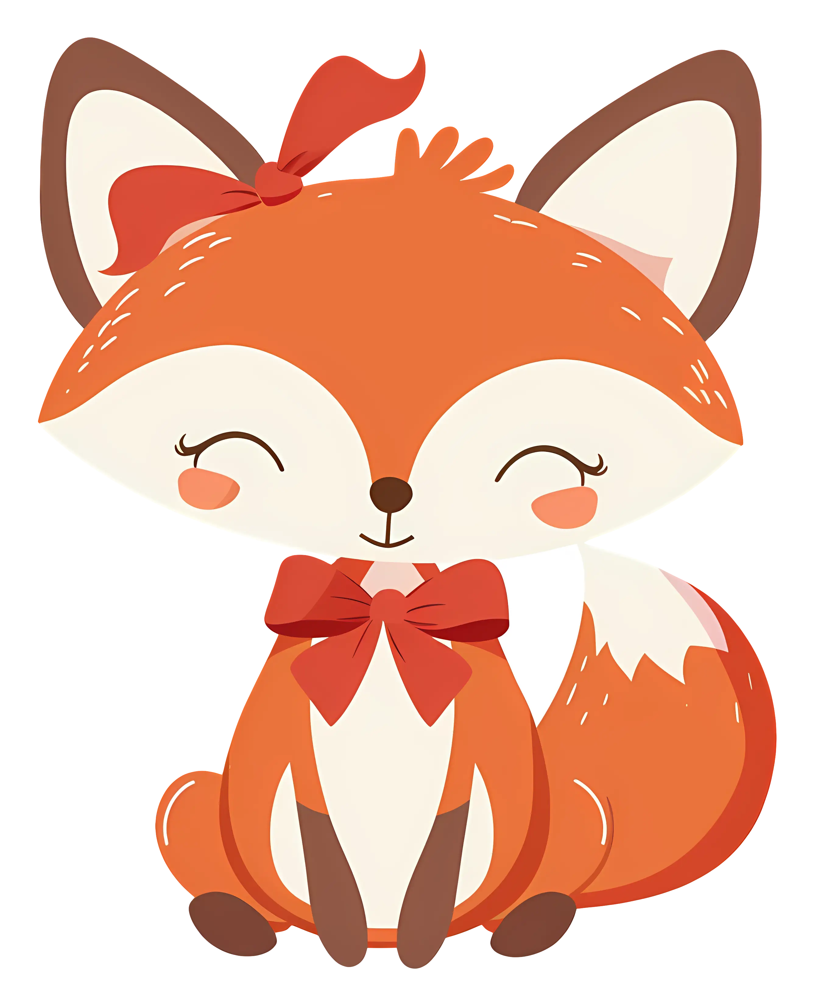 Adorable Smiling Cartoon Fox with a Bow