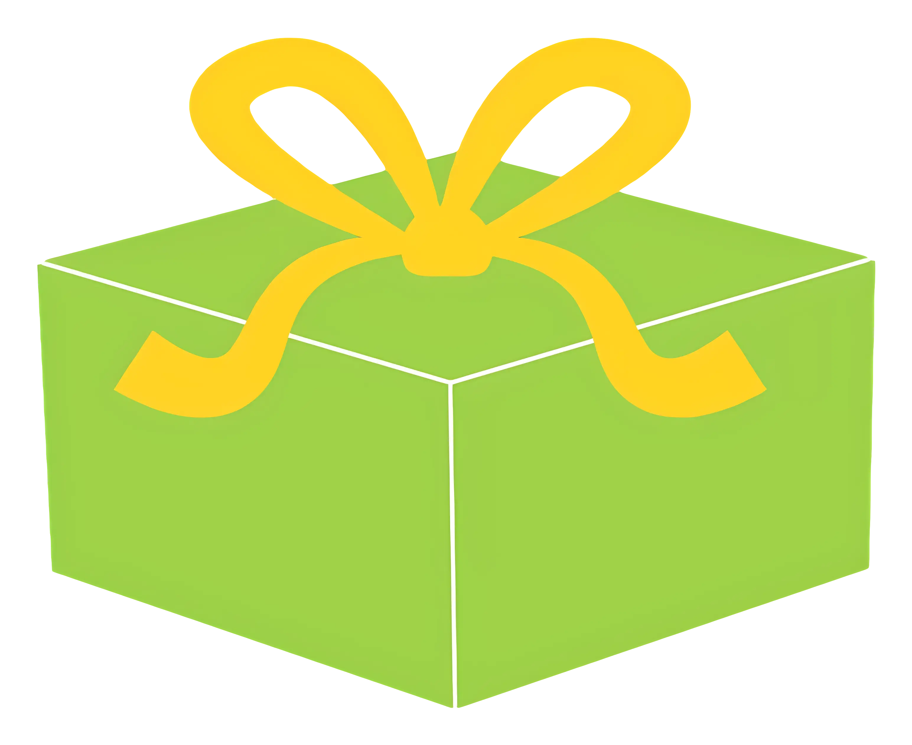 Bright Green Gift Box with Yellow Ribbon