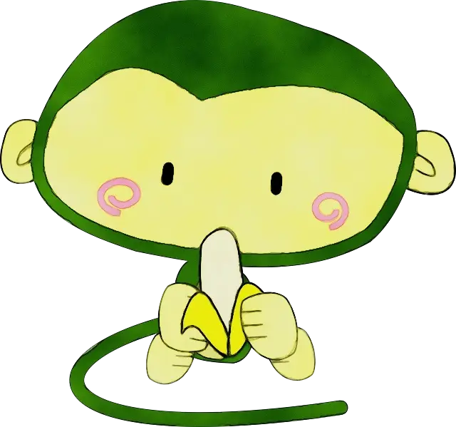 Cartoon Monkey Eating a Banana