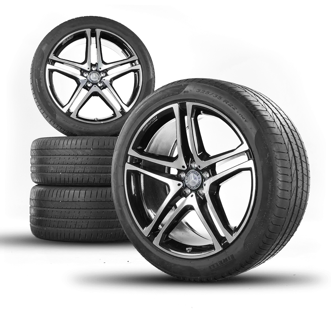Set of Car Tires with Stylish Black Rims