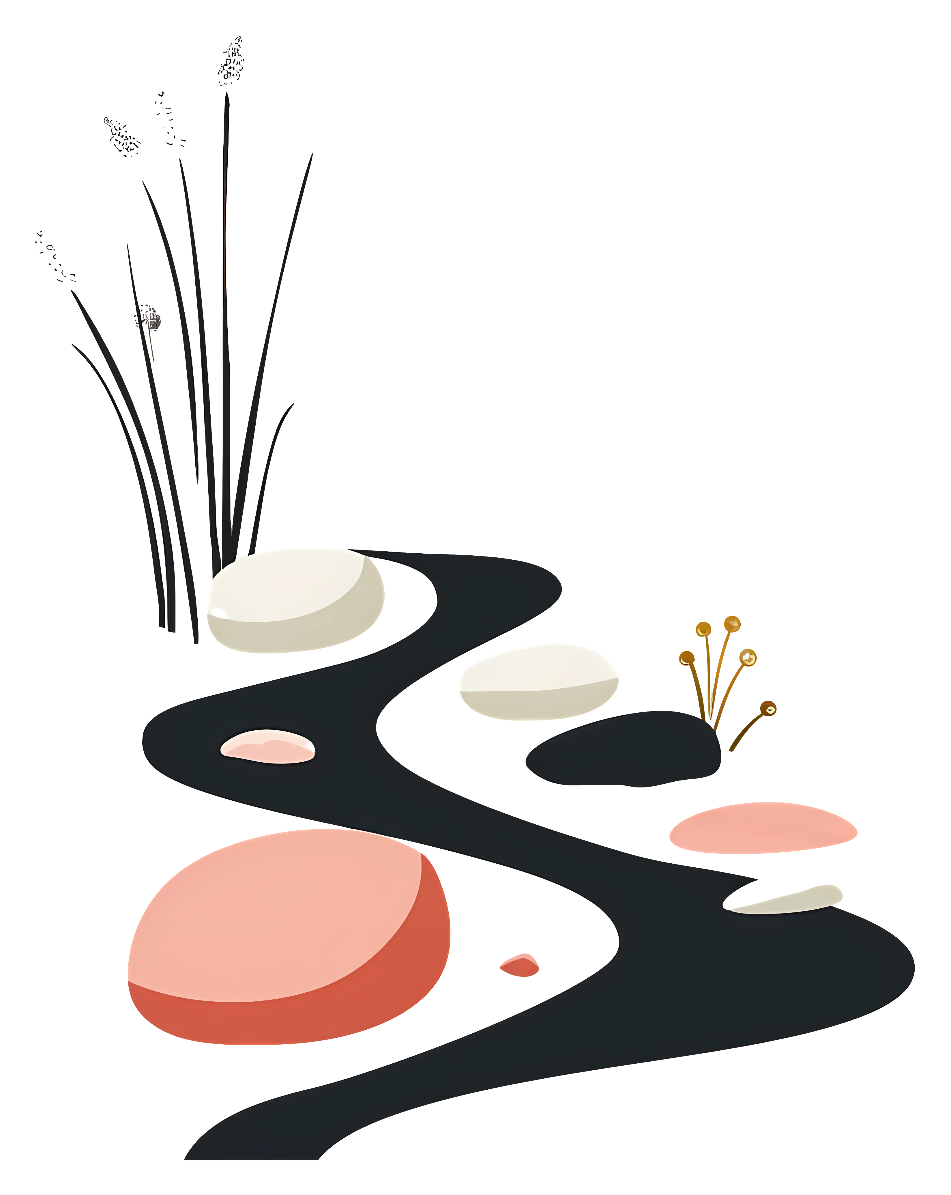 Abstract Stones and Stream Illustration