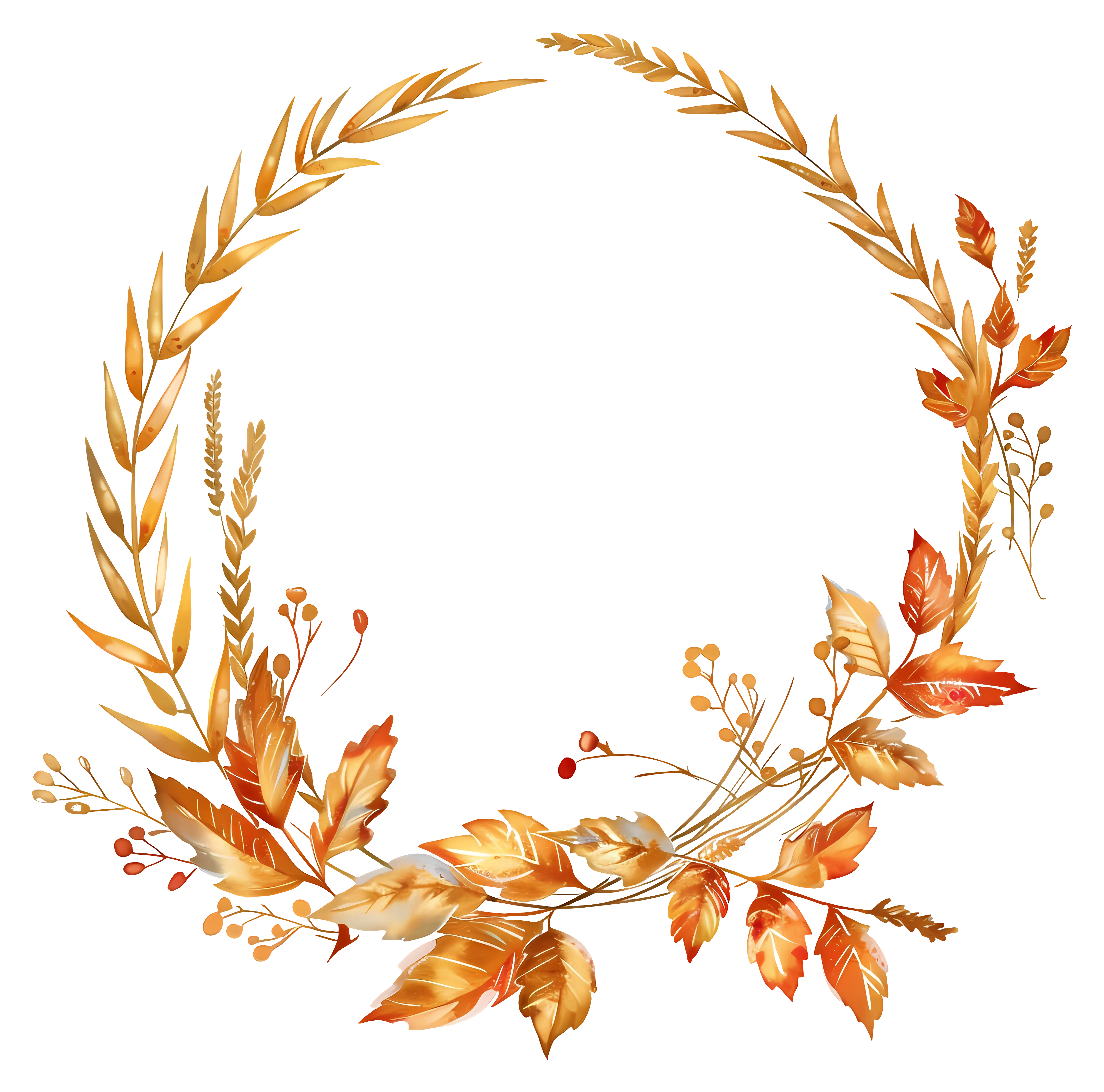Golden Autumn Leaves Wreath Design
